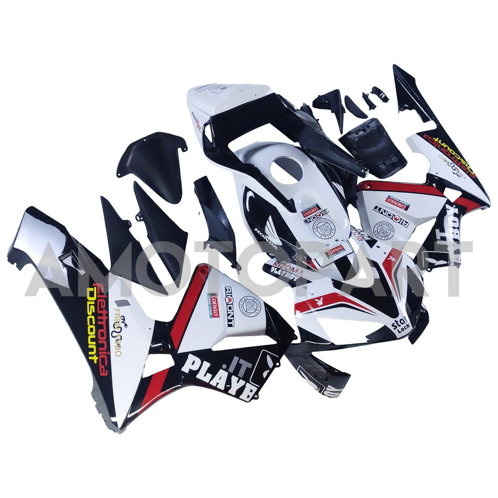 Amotopart 2003-2004 Honda CBR600RR White Black Red Fairing Kit
