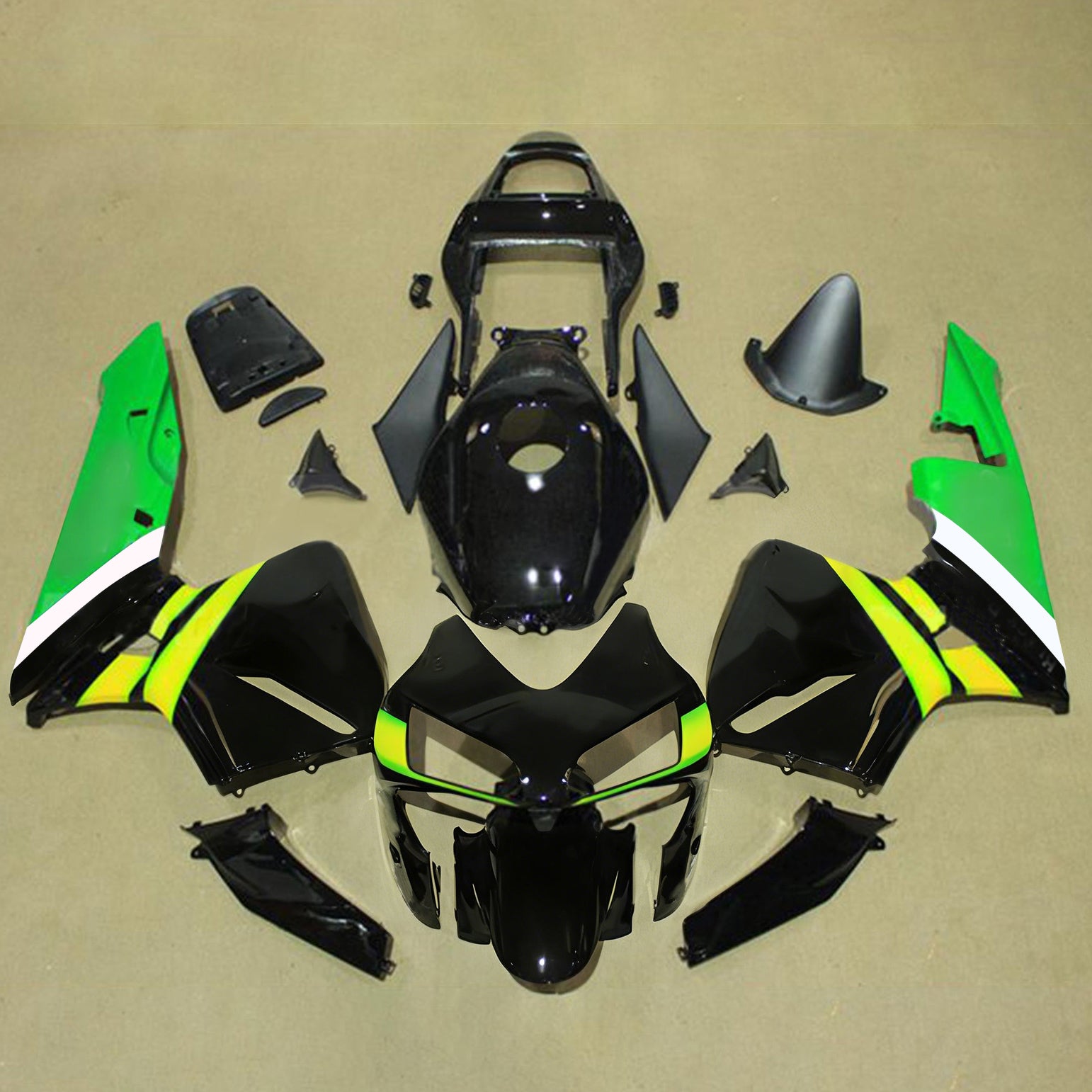 Amotopart 2003-2004 Honda CBR600RR Black Yellow Green Fairing Kit