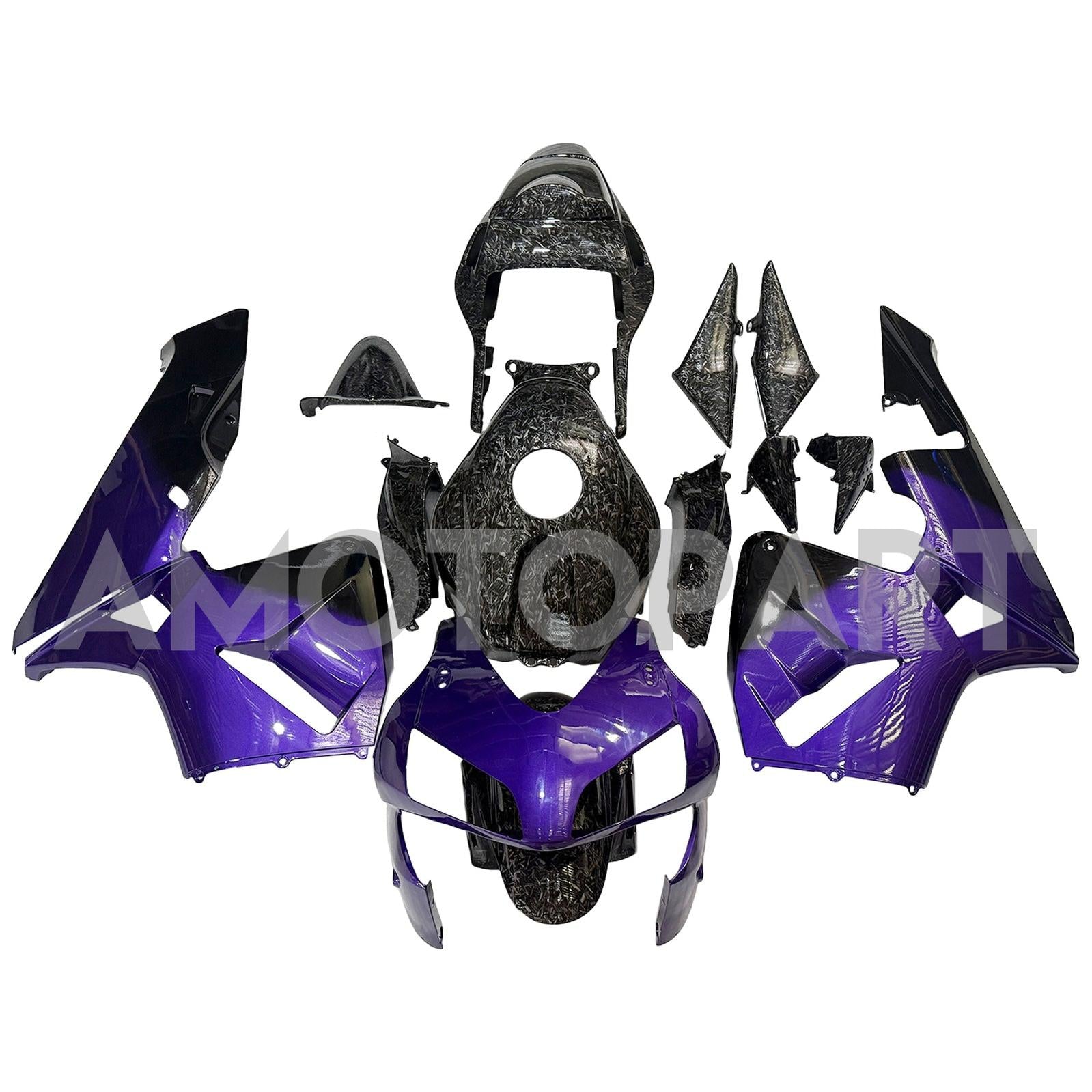 Amotopart 2003-2004 Honda CBR600RR Forged Carbon Fiber Patterns & Purple Fairing Kit