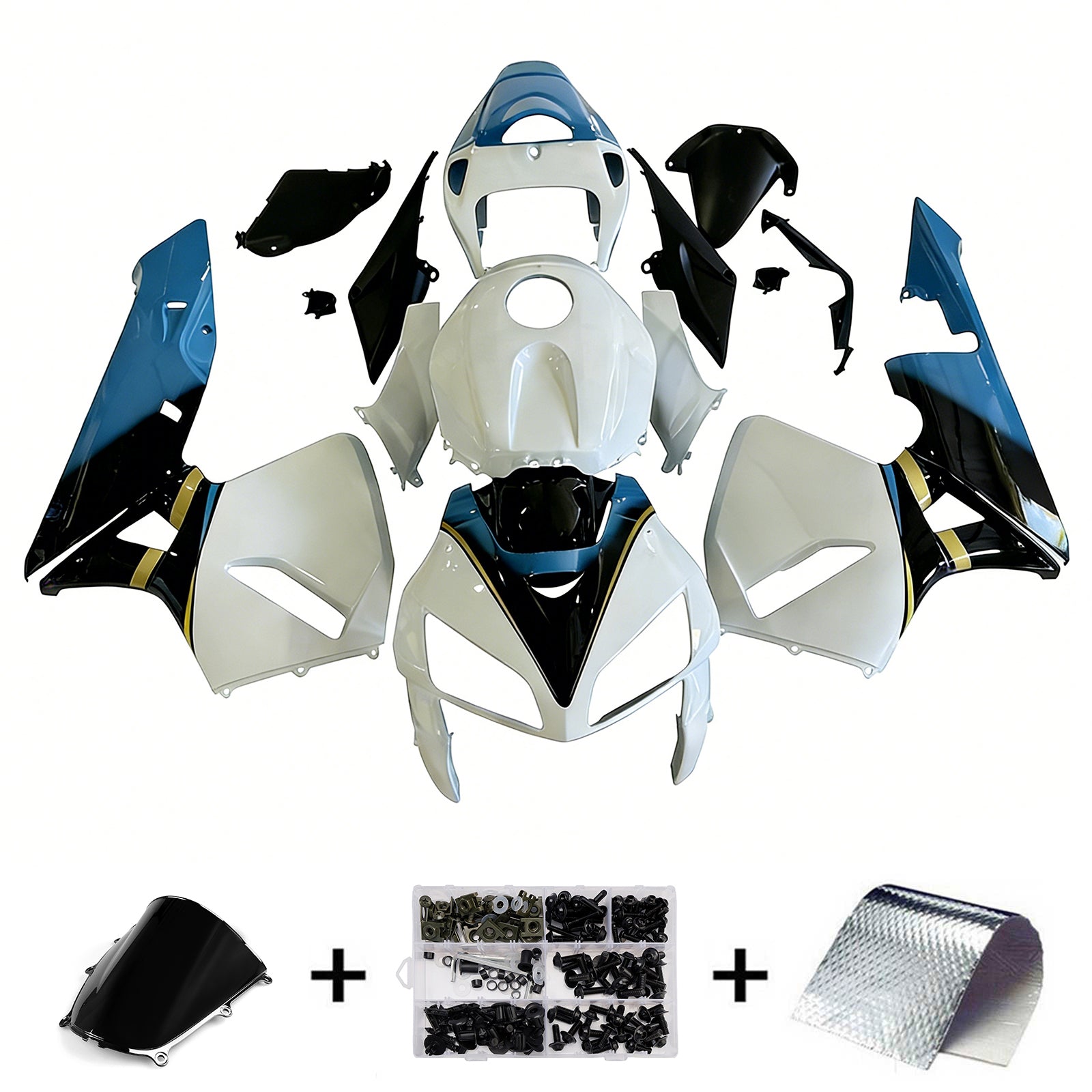 Amotopart 2005-2006 Honda CBR600RR White&Blue Fairing Kit