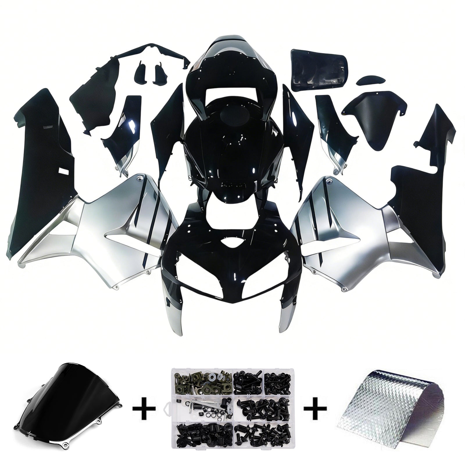Amotopart 2005-2006 Honda CBR600RR Black&Silver Fairing Kit