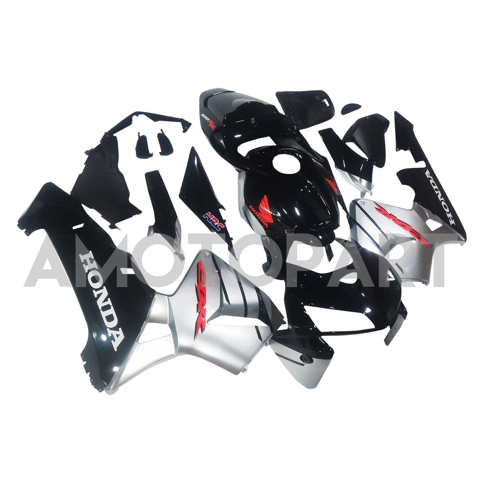 Amotopart 2005-2006 Kit carena Honda CBR600RR nero e argento