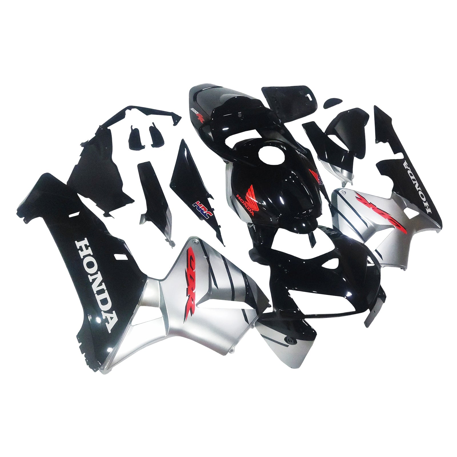 Amotopart 2005-2006 Honda CBR600RR Black & Silver Fairing Kit