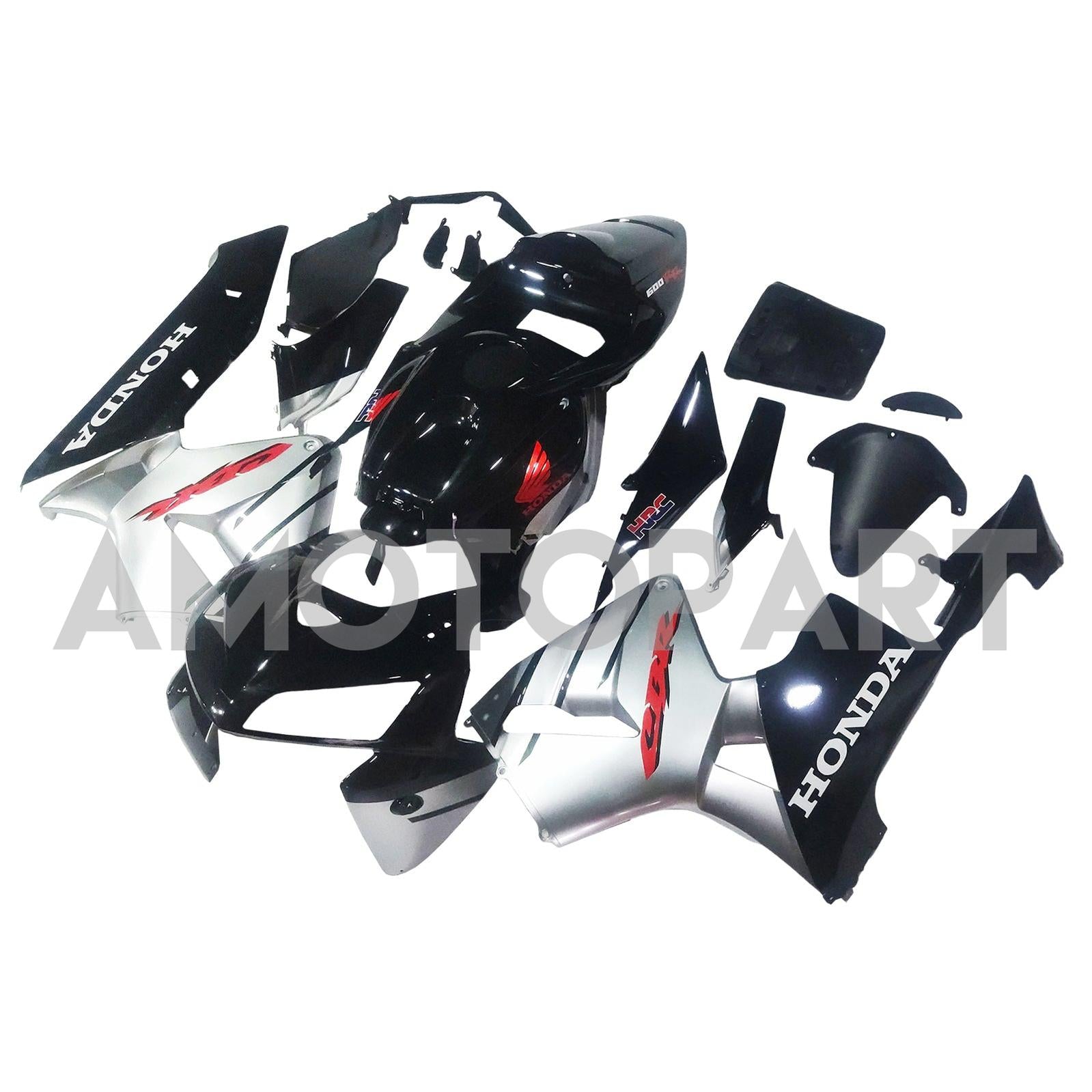 Amotopart 2005-2006 Kit carena Honda CBR600RR nero e argento