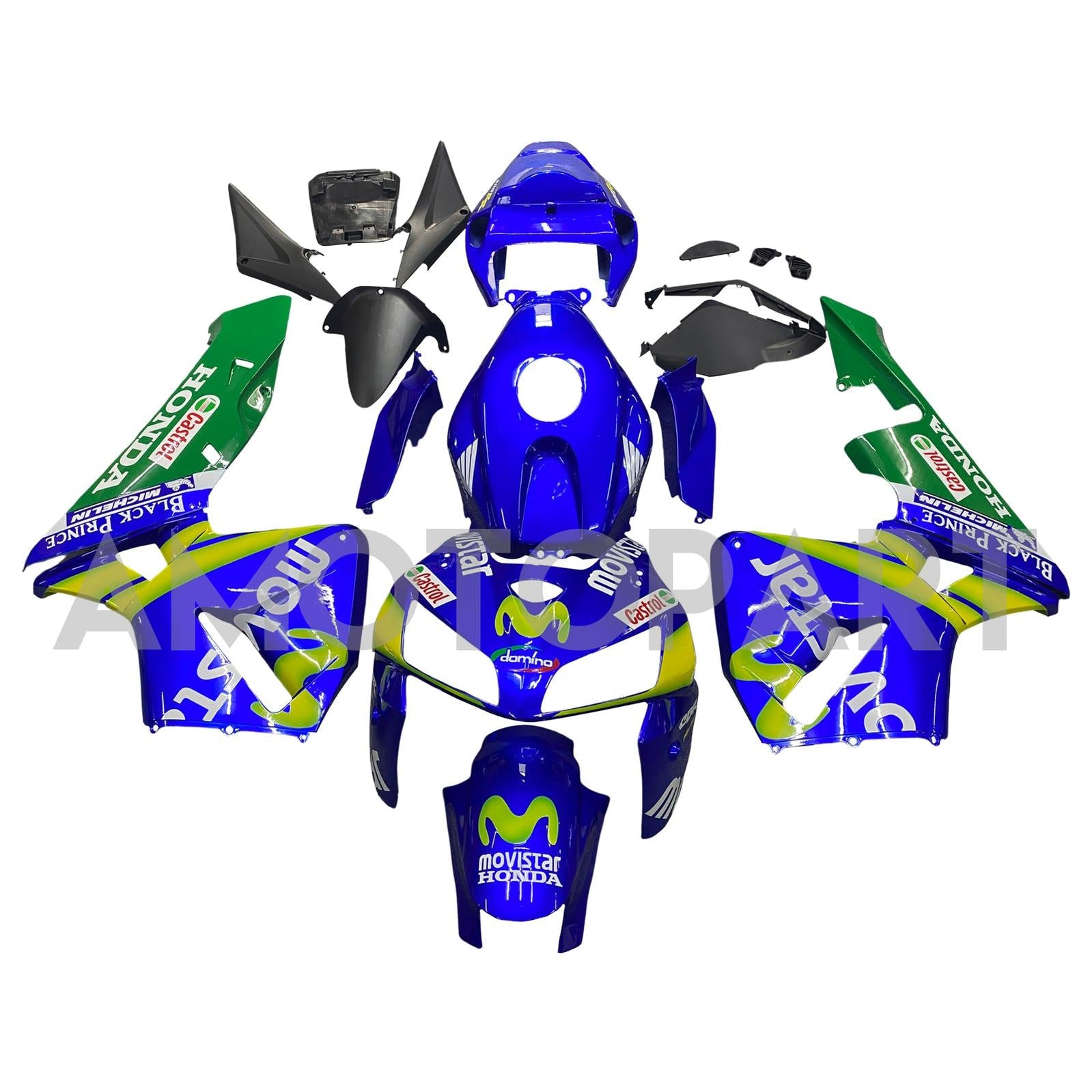Amotopart 2005–2006 Honda CBR600RR Verkleidung, Blau&Grünes Kit