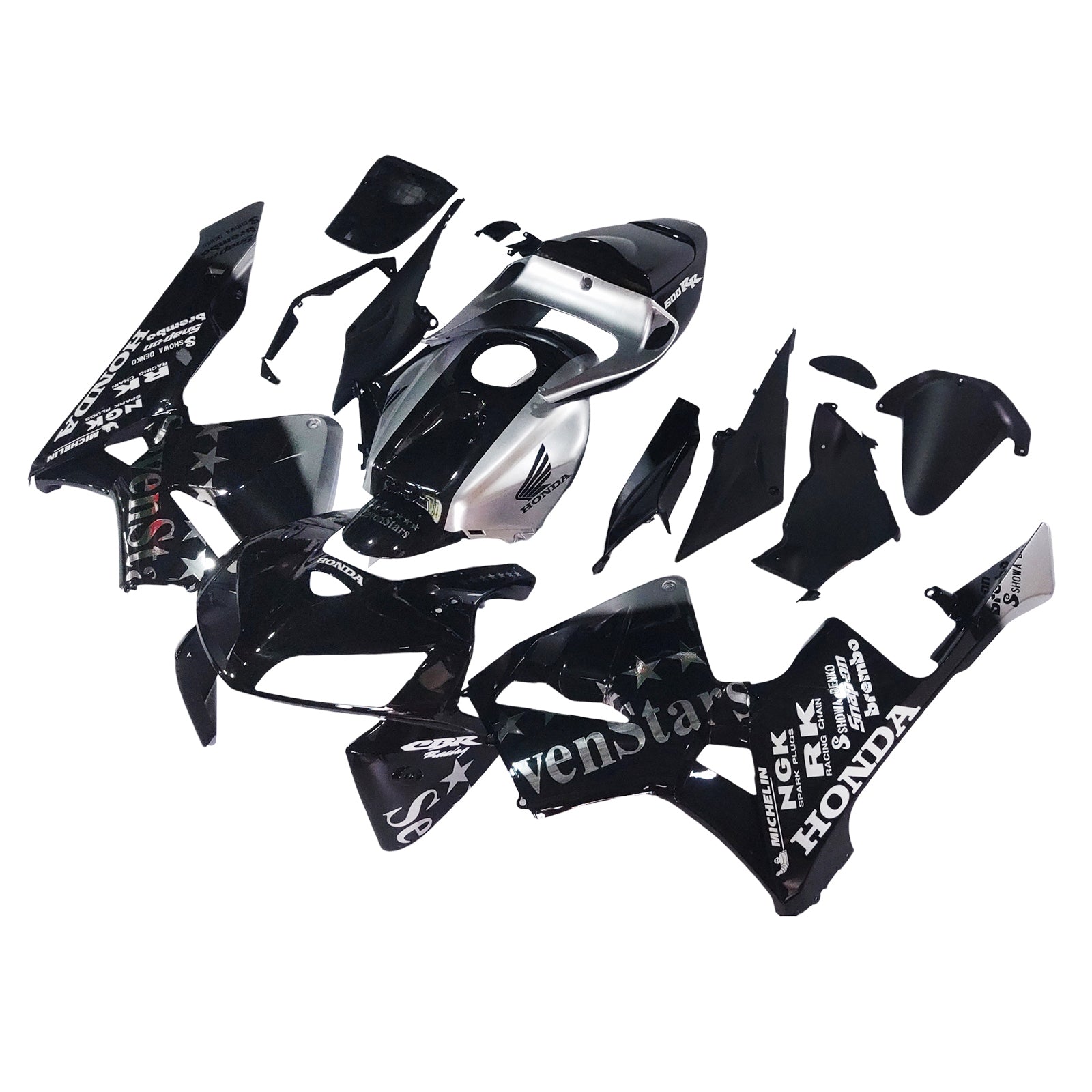Amotopart 2005-2006 Honda CBR600RR Black&Silver Accent Fairing Kit