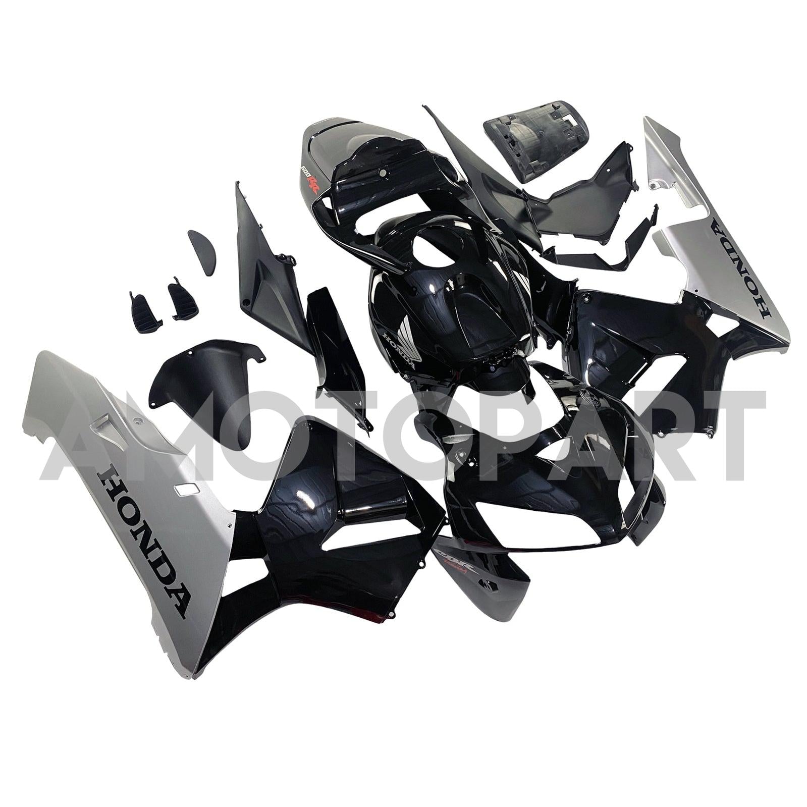 Amotopart 2005-2006 Honda CBR600RR Fairing Black & Sliver Kit