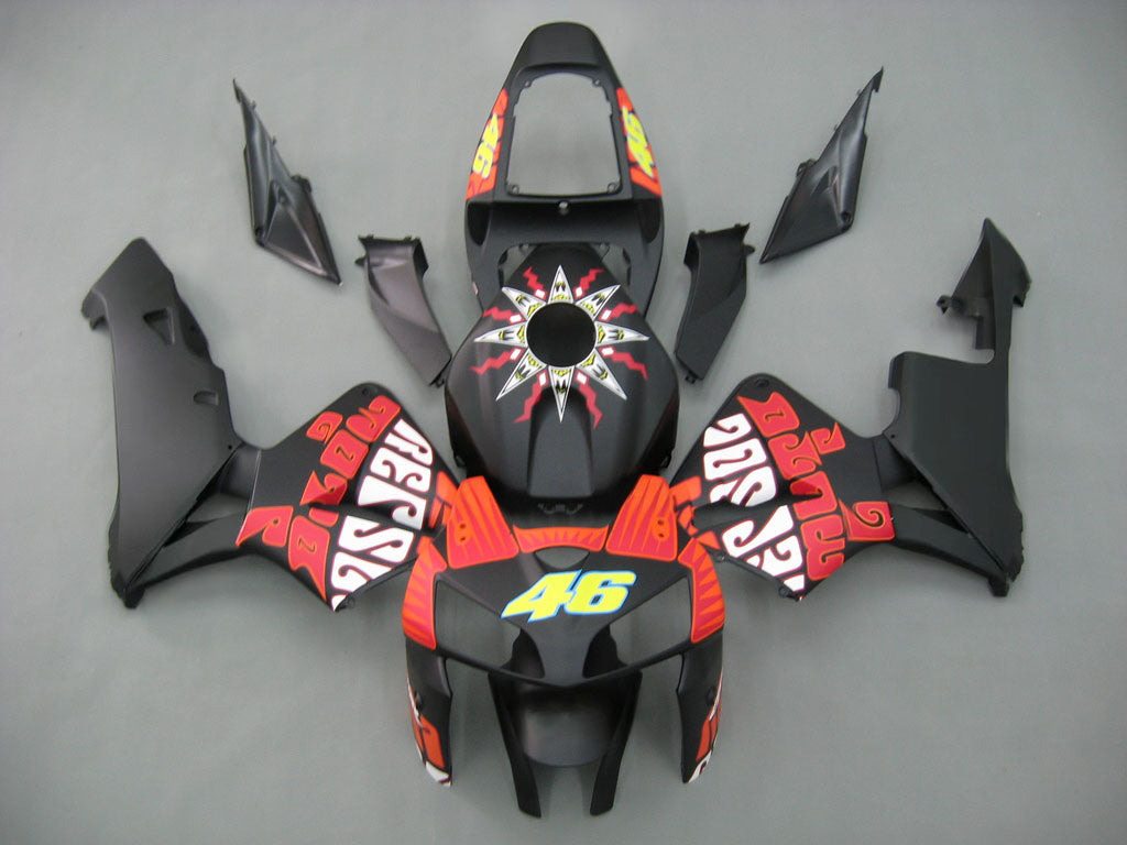Amotopart 2005-2006 Honda CBR600RR Matte Black with Red Logos Fairing Kit