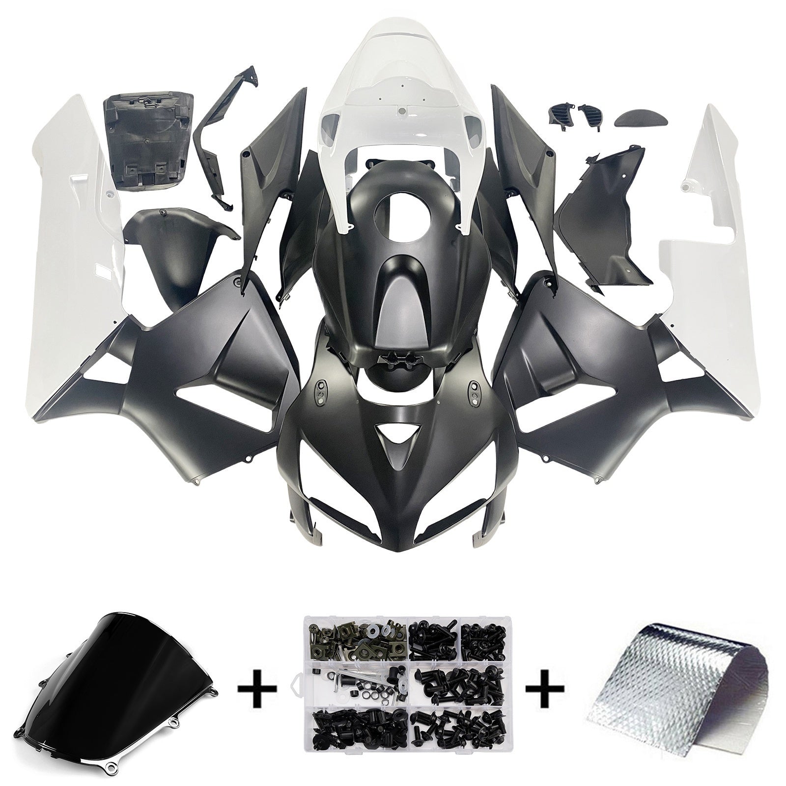 Amotopart 2005-2006 Honda CBR600RR Black White Fairing Kit