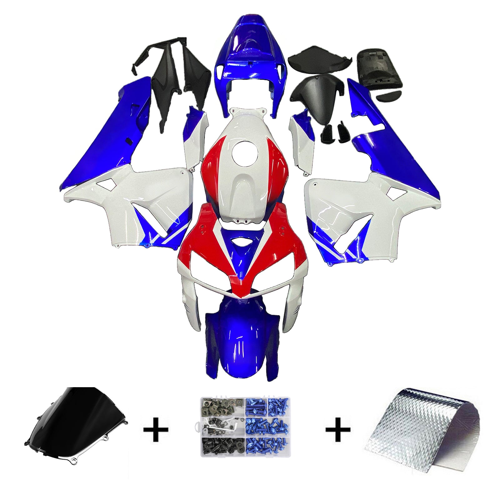 Amotopart 2005-2006 Honda CBR600RR Fairing White & Blue Kit
