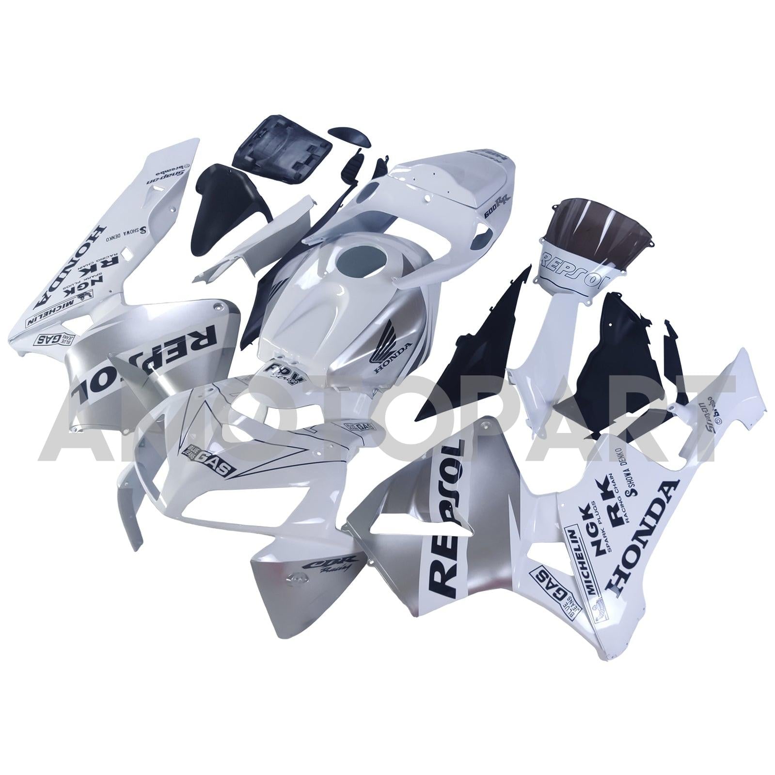Amotopart 2005 2006 Honda CBR600RR White&Sliver Fairing Kit