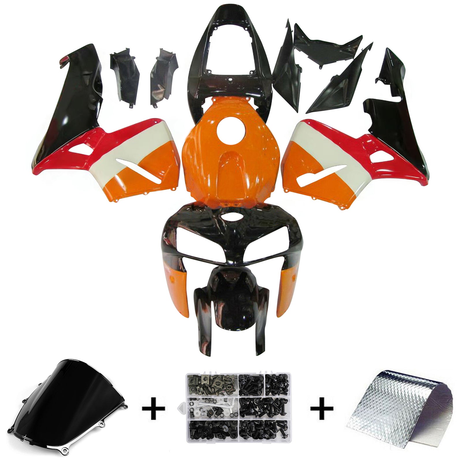 Amotopart 2005 2006 Honda Orange Black CBR600RR Fairing Kit