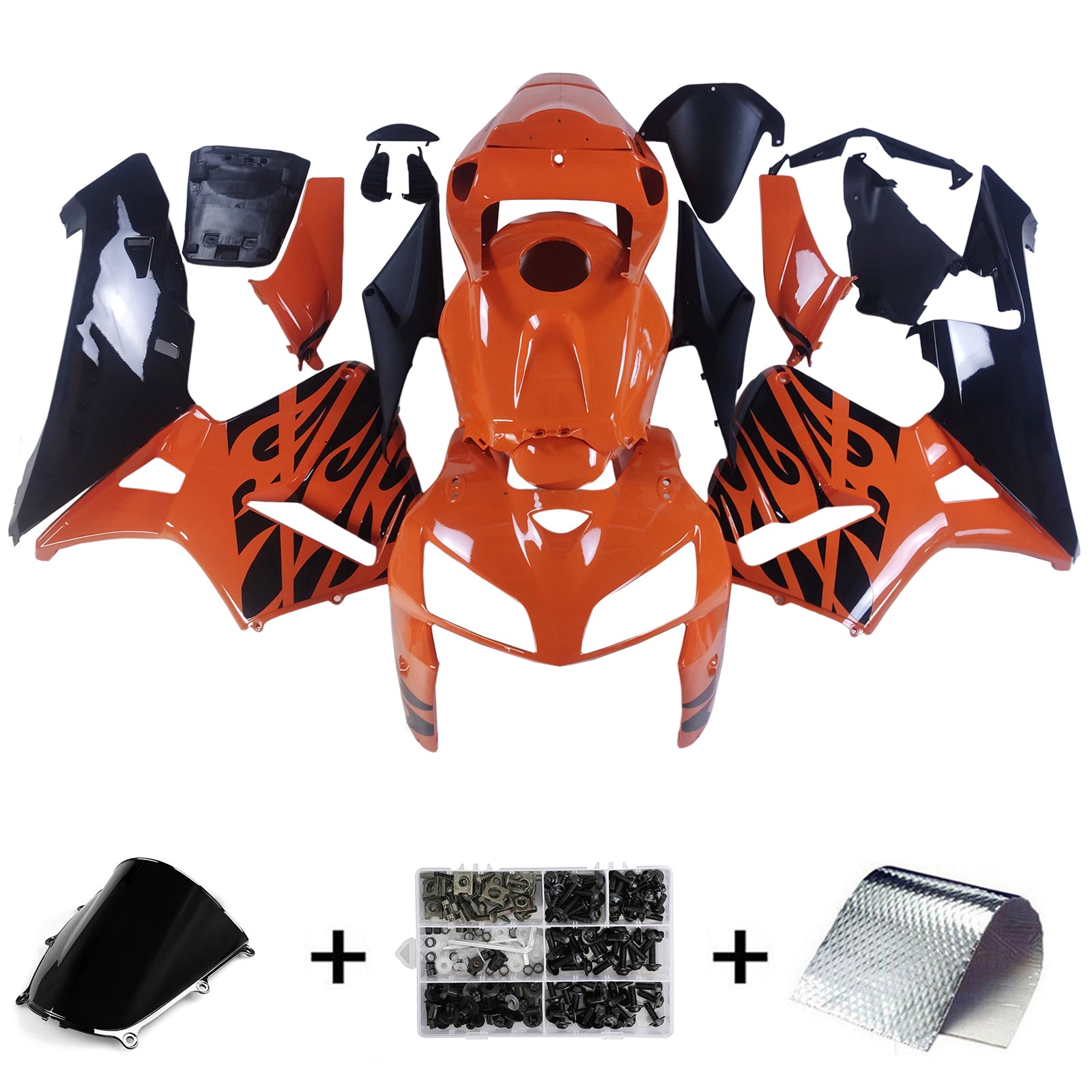 Amotopart 2005-2006 ホンダ CBR600RR オレンジ ブラック フェアリングキット