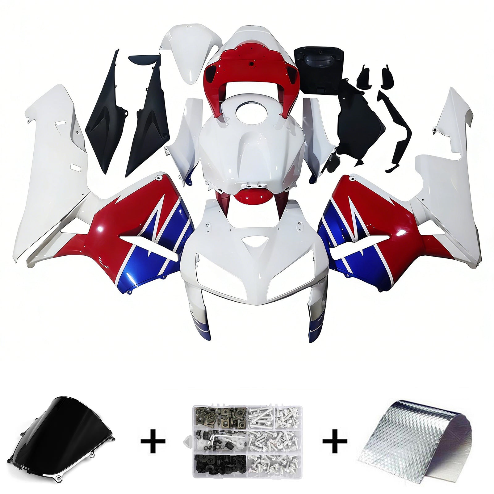 Amotopart 2005-2006 Honda CBR600RR White Red Fairing Kit