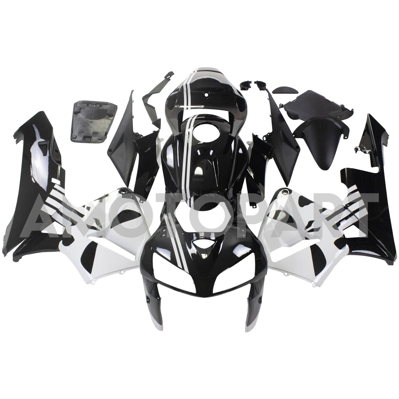 Amotopart 2005-2006 Honda CBR600RR Black & White Fairing Kit