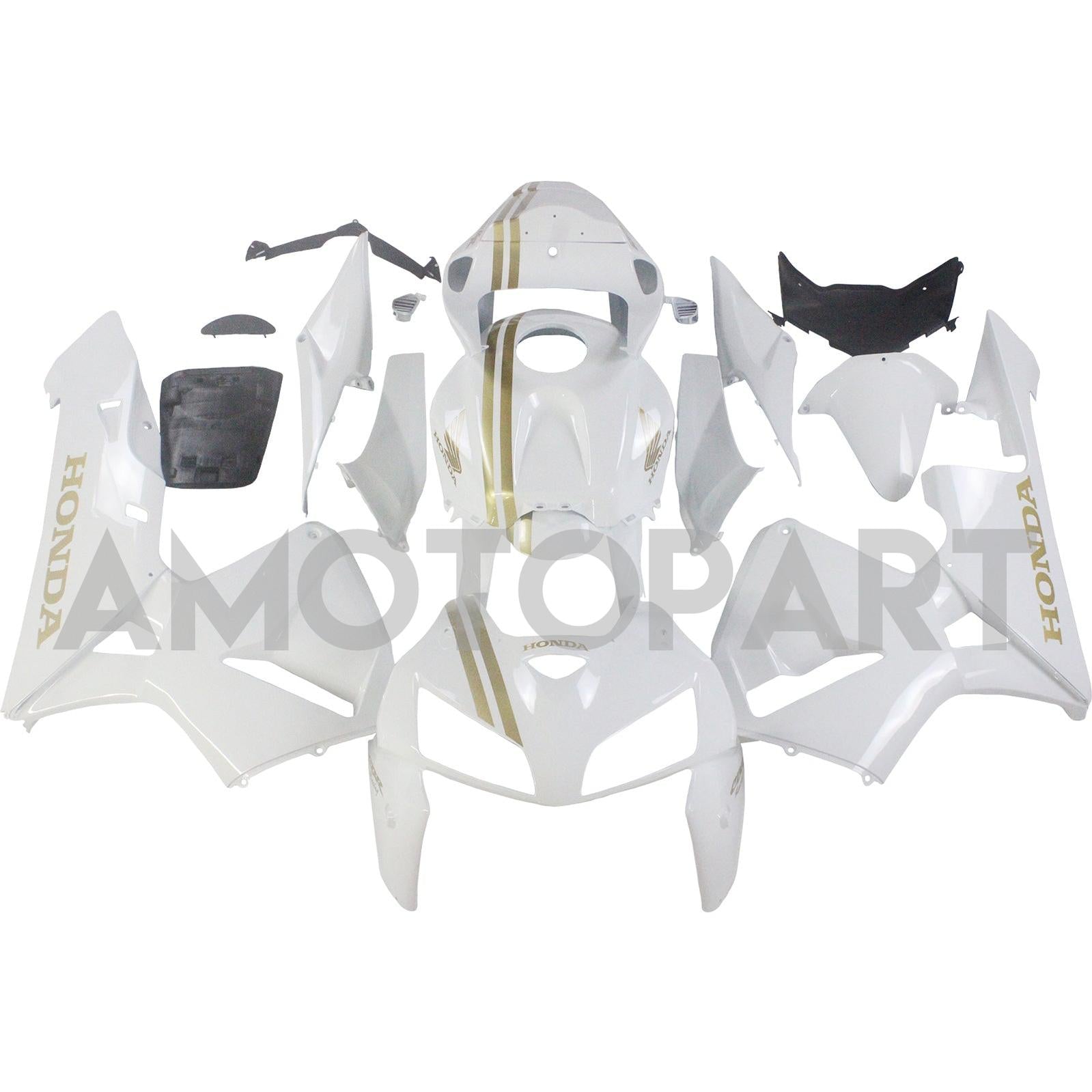 Amotopart 2005 2006 Honda CBR600RR White&Gold Fairing Kit