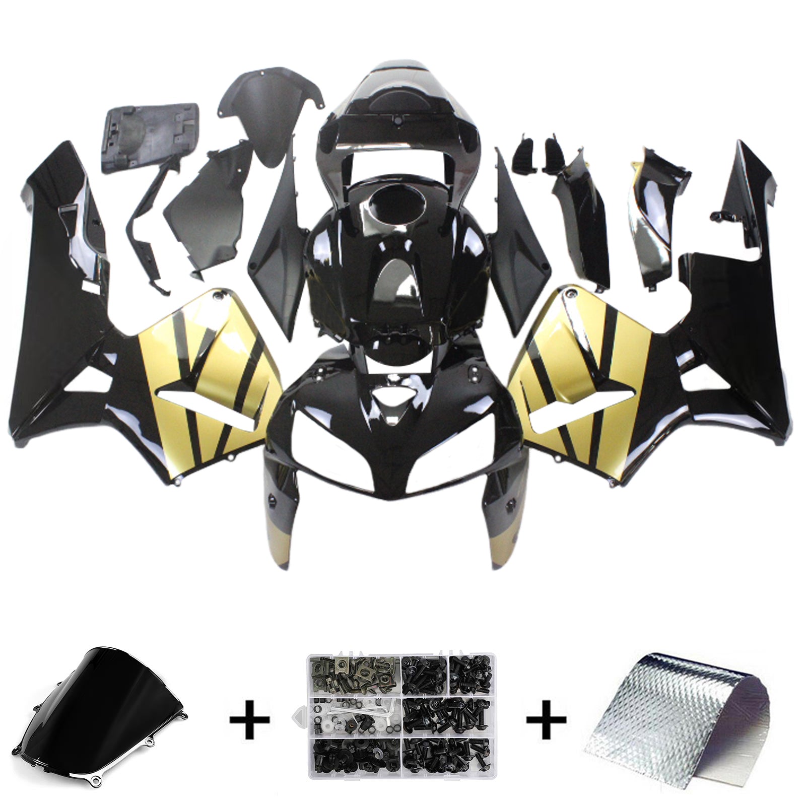 Amotopart 2005-2006 Honda CBR600RR Fairing Black&Gold Kit