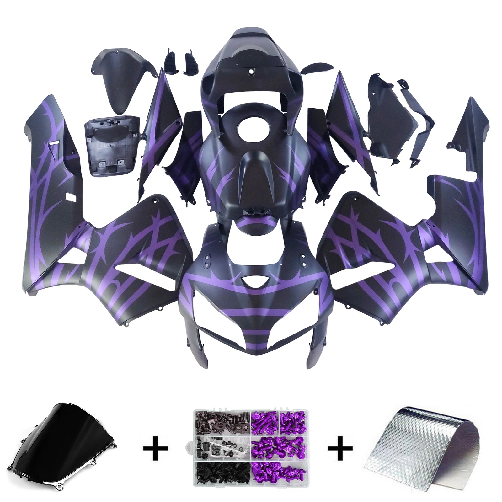 Amotopart 2005-2006 Honda CBR600RR Matte Black Purple Fairing Kit