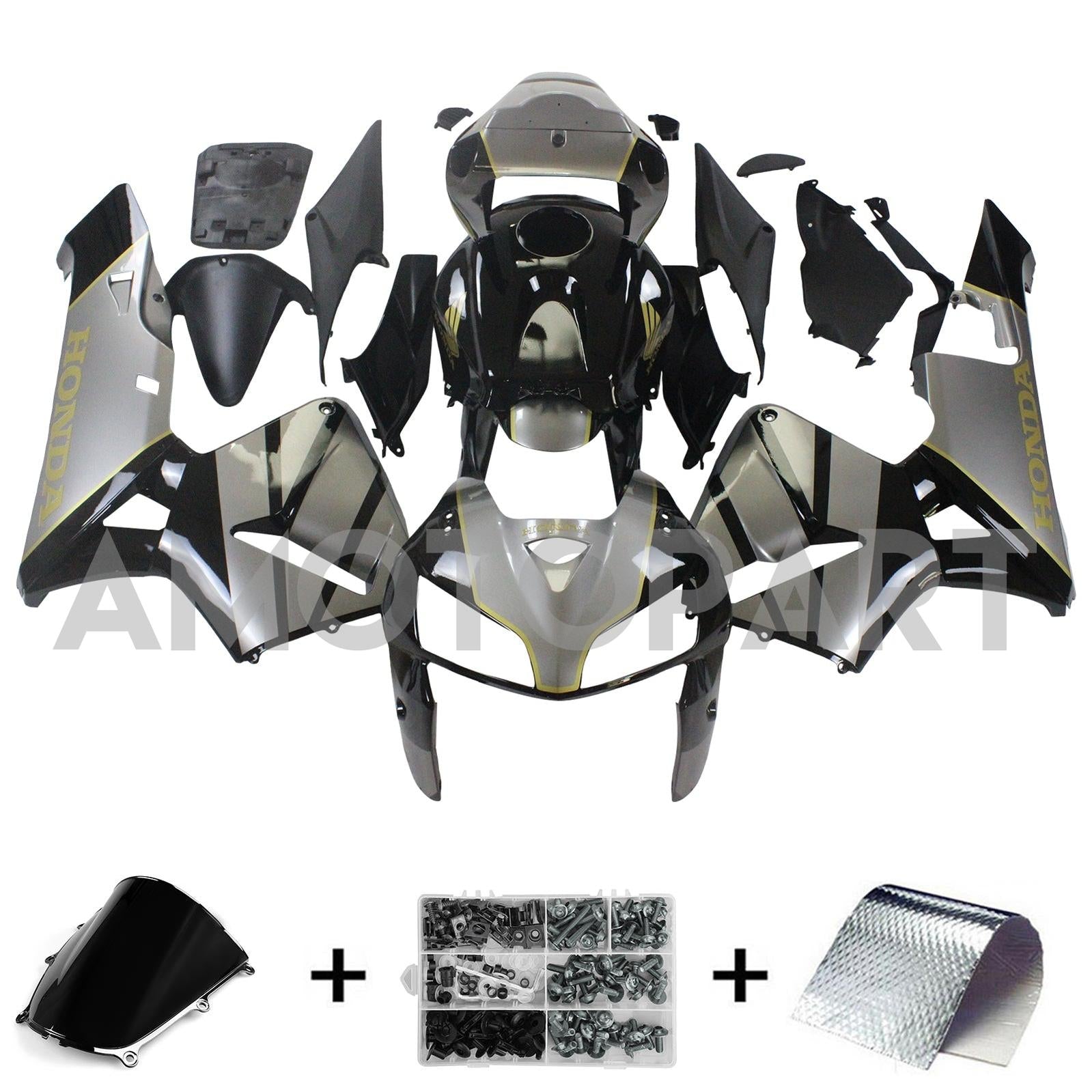 Amotopart 2005 2006 ホンダ グレー ブラック CBR600RR フェアリングキット