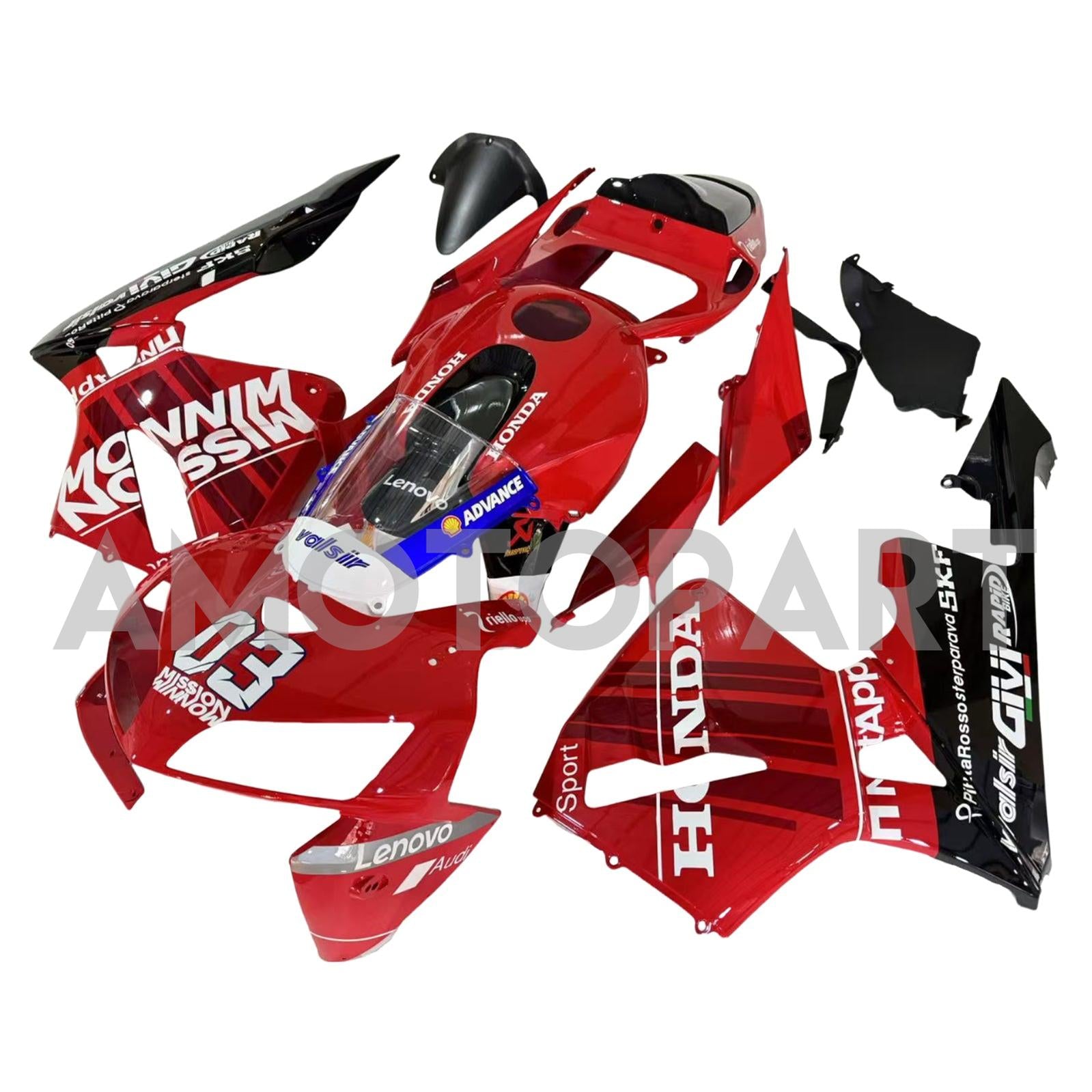 Amotopart 2005-2006 Honda CBR600RR Red Black with White Logo Fairing Kit