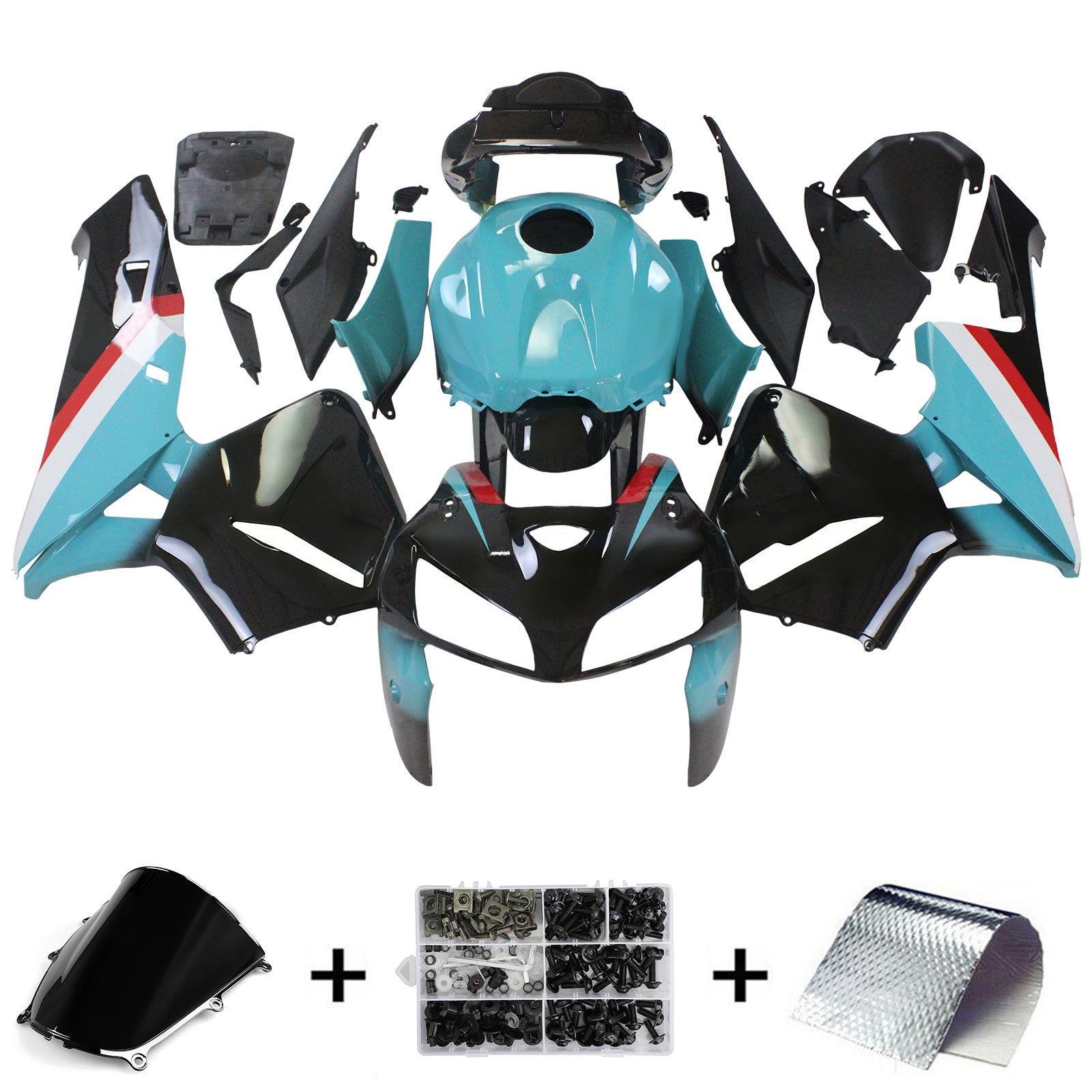 Amotopart 2005–2006 Honda CBR600RR Blau Schwarz Verkleidungsset