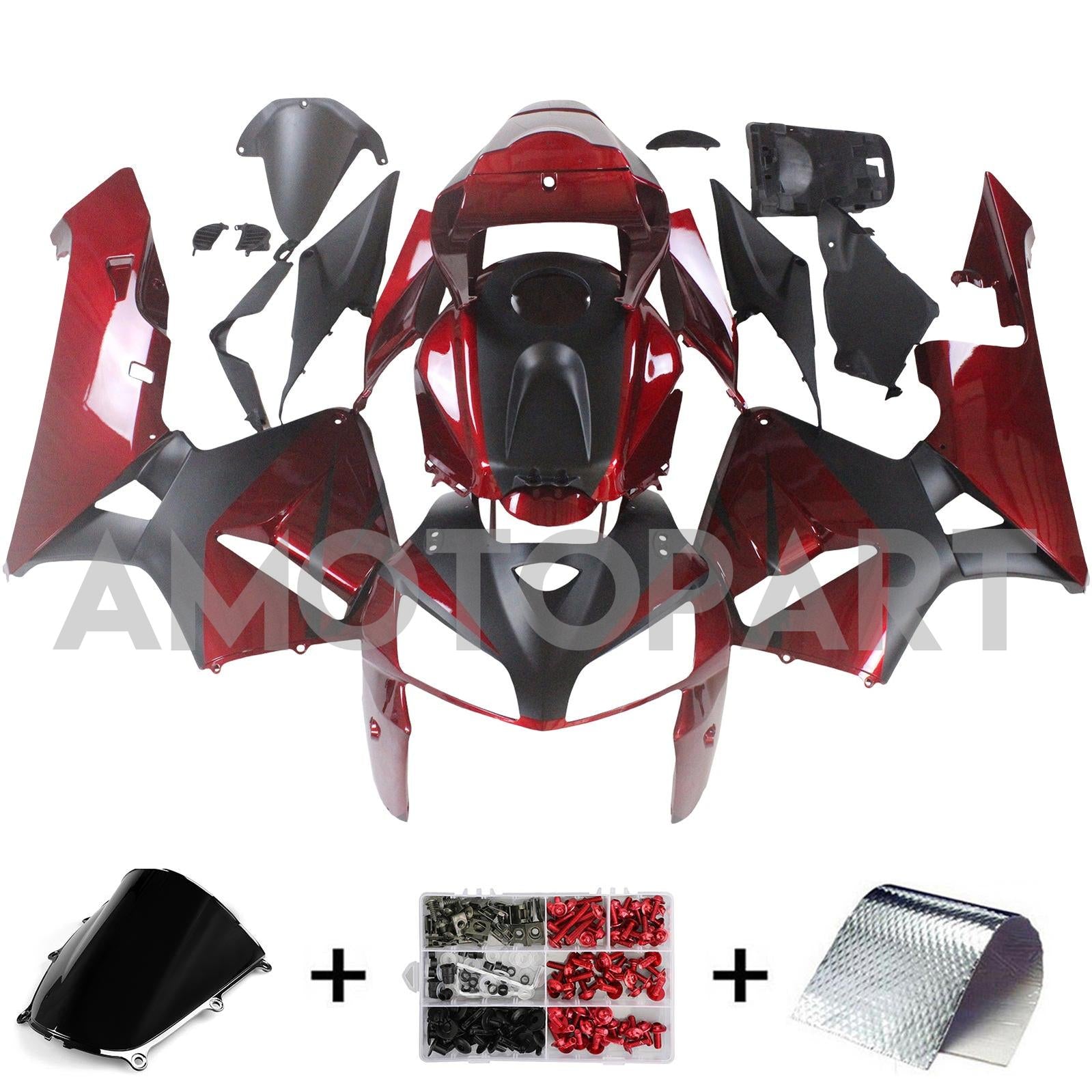 Amotopart 2005-2006 Honda CBR600RR Red Black Fairing Kit