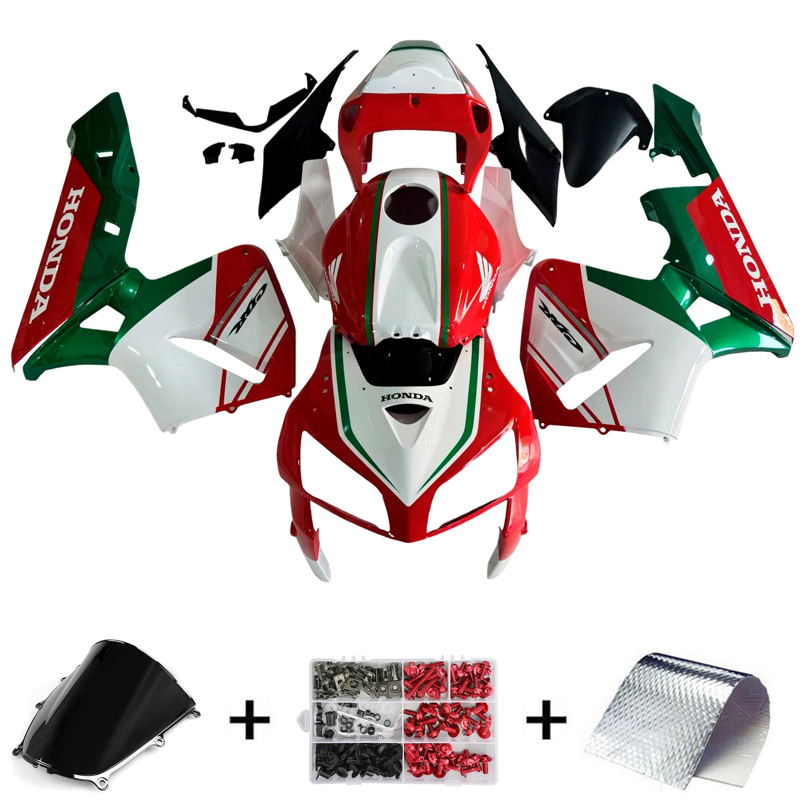 Amotopart 2005-2006 Honda CBR600RR Red White Green Fairing Kit