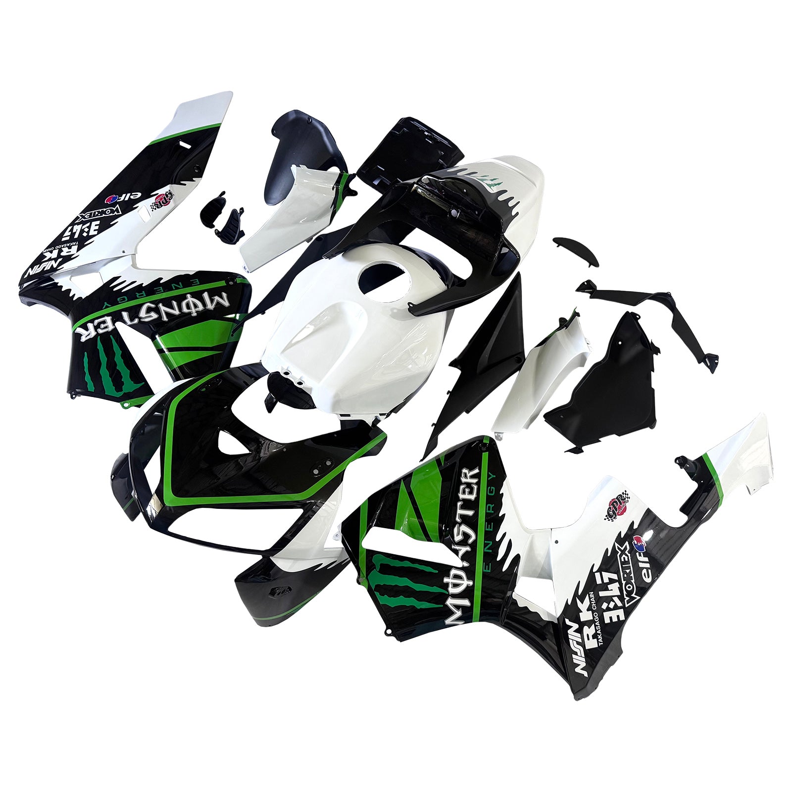 Amotopart 2005-2006 Honda CBR600RR White Black Green Fairing Kit