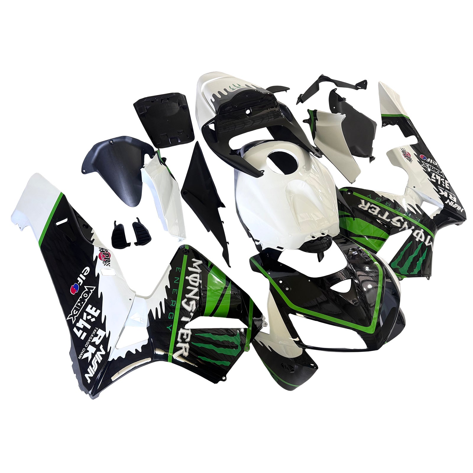 Amotopart 2005-2006 Honda CBR600RR White Black Green Fairing Kit