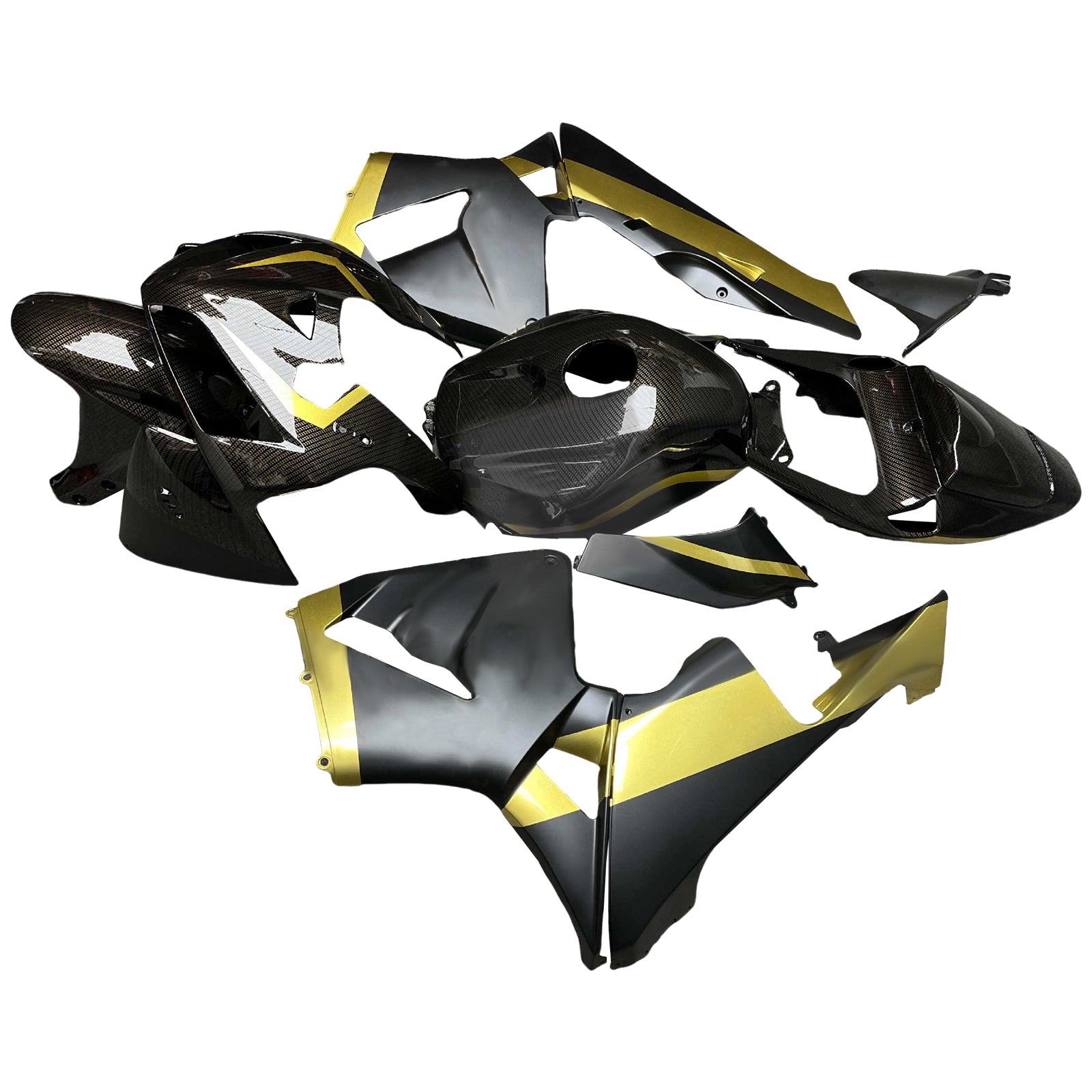 Amotopart 2005–2006 Honda CBR600RR Carbon Fiber Pattern Gold Verkleidungsset