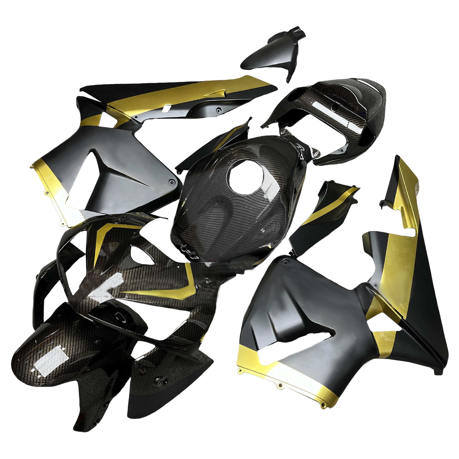 Amotopart 2005–2006 Honda CBR600RR Carbon Fiber Pattern Gold Verkleidungsset