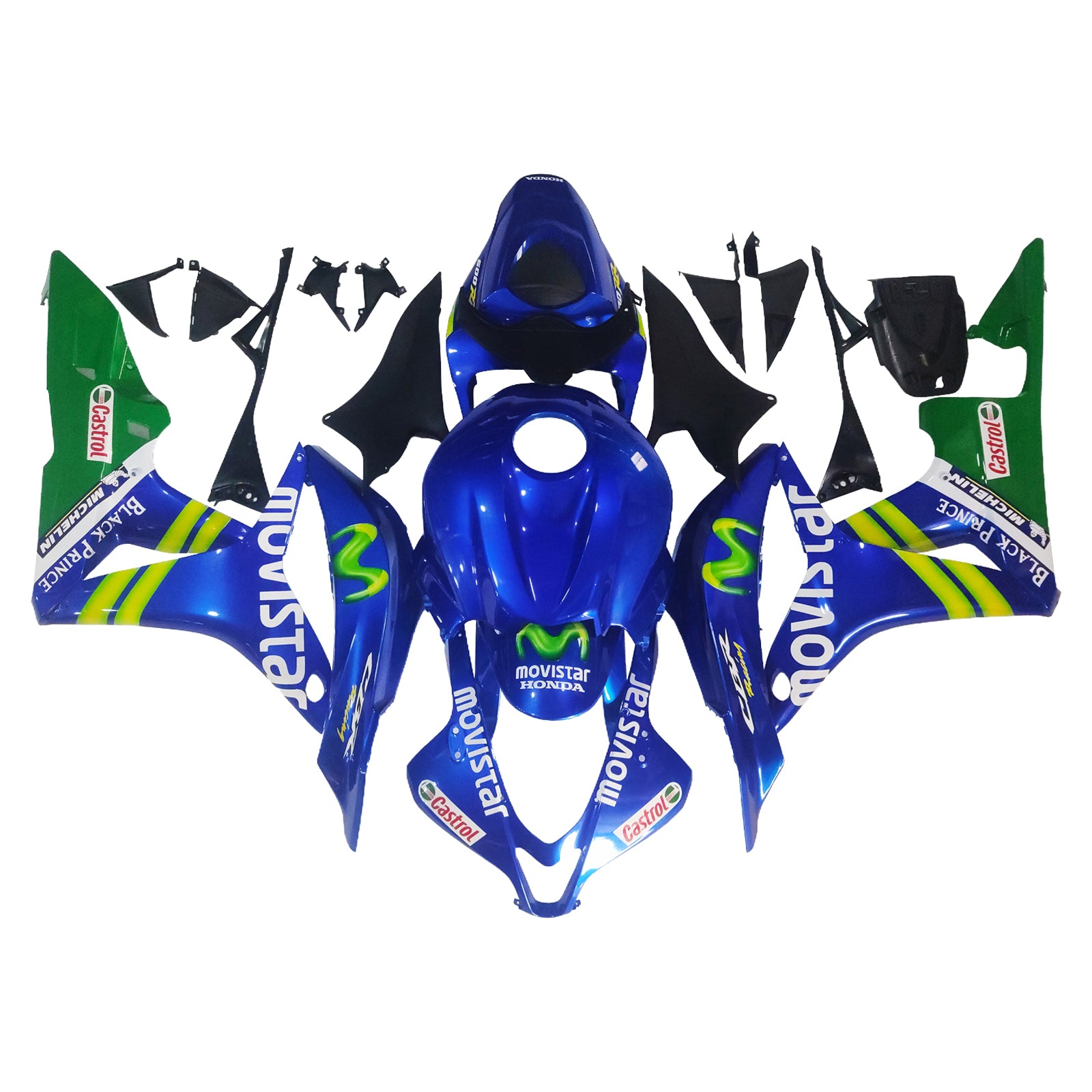 Amotopart 2007–2008 Honda CBR600RR Blau&Grünes Verkleidungsset