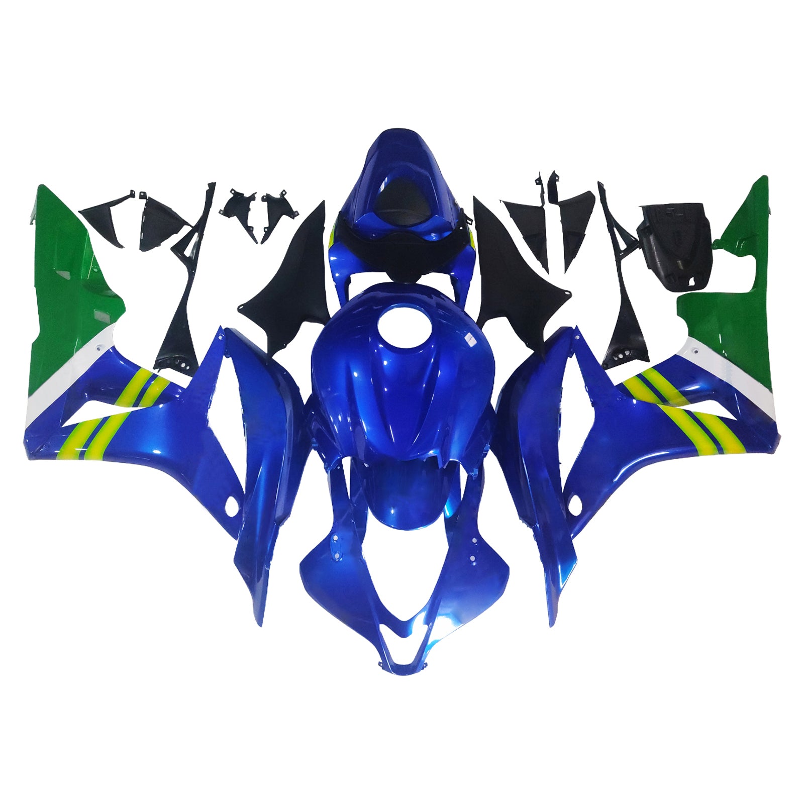 Amotopart 2007-2008 Honda CBR600RR Blue & Green Fairing Kit