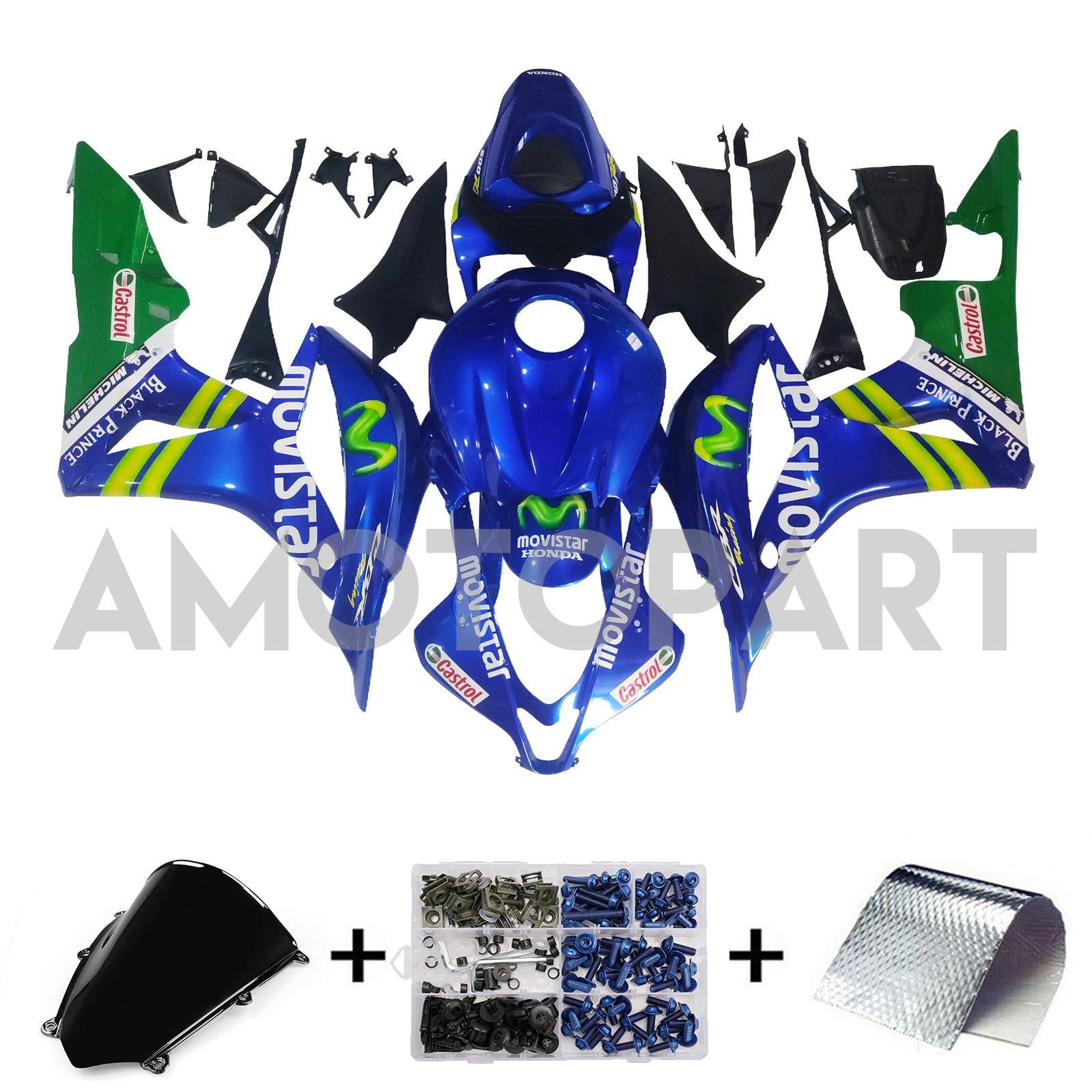 Amotopart 2007-2008 Honda CBR600RR Blue & Green Failing Kit