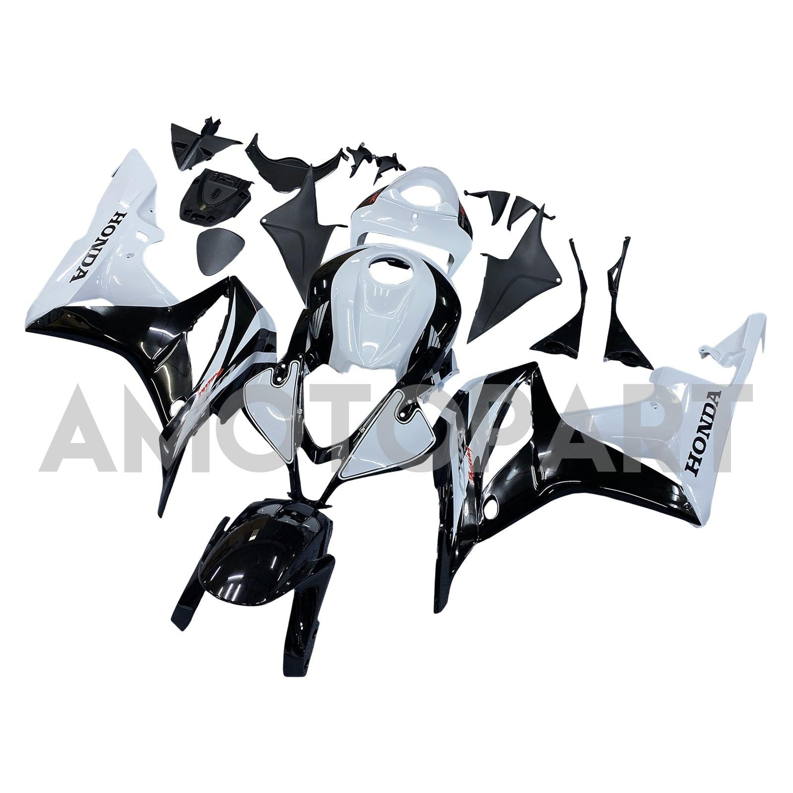 Amotopart Honda 2007-2008 CBR600RR White Black Fairing Kit