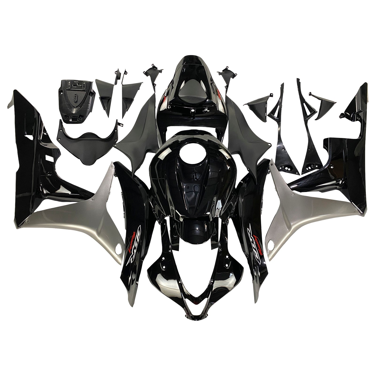 Carénage Amotopart pour Honda CBR600 2007-2008, noir brillant&Kit gris