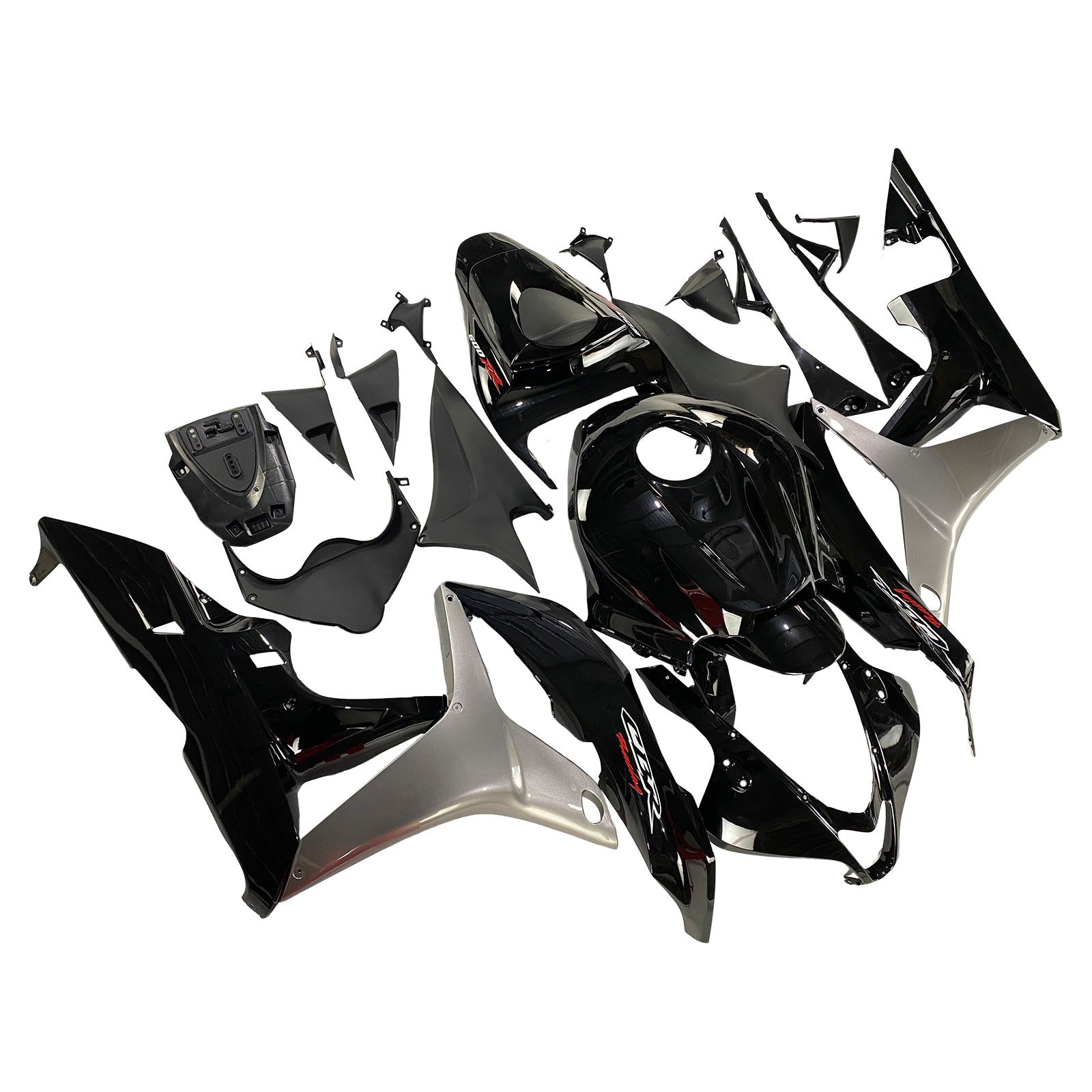 Carénage Amotopart pour Honda CBR600 2007-2008, noir brillant&Kit gris