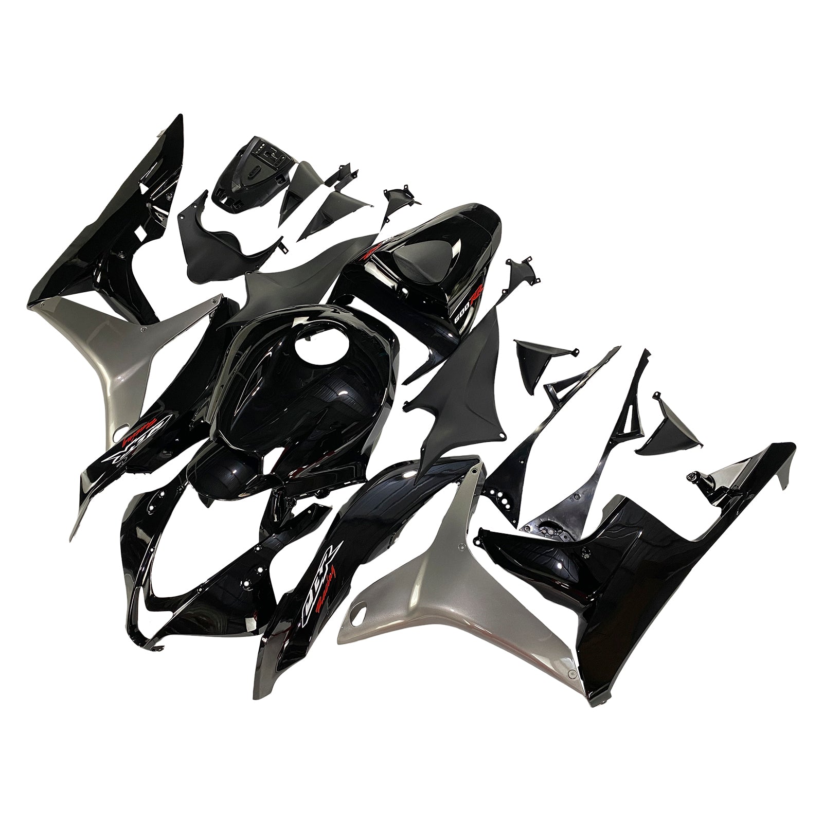 Carénage Amotopart pour Honda CBR600 2007-2008, noir brillant&Kit gris