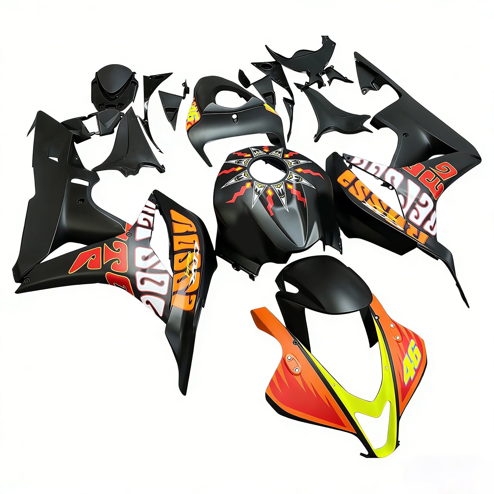 Amotopart 2007-2008 Honda CBR600RR Kit de carenado negro y naranja