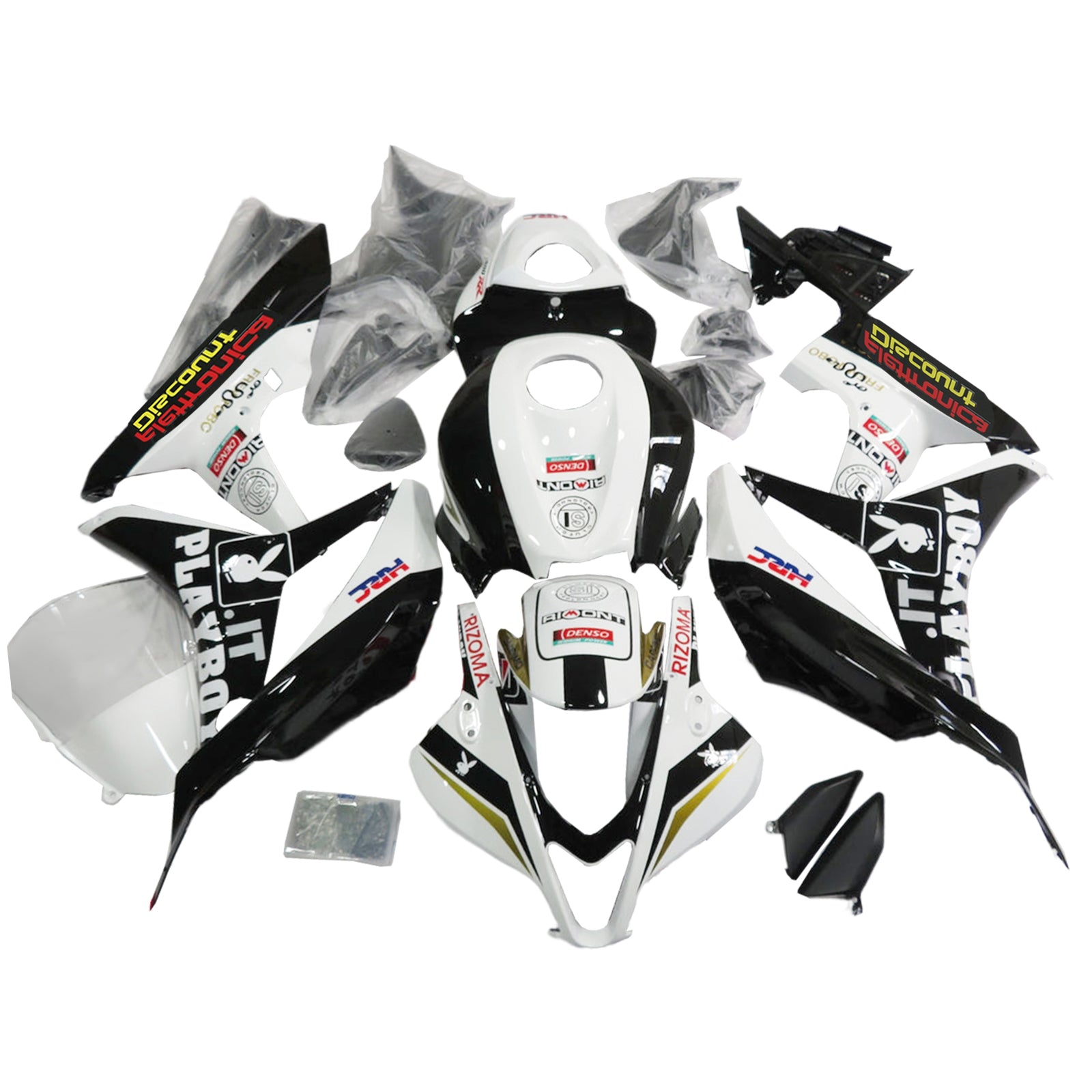 Amotopart 2007-2008 CBR600RR HONDA FARION WHITE & BLACK KIT