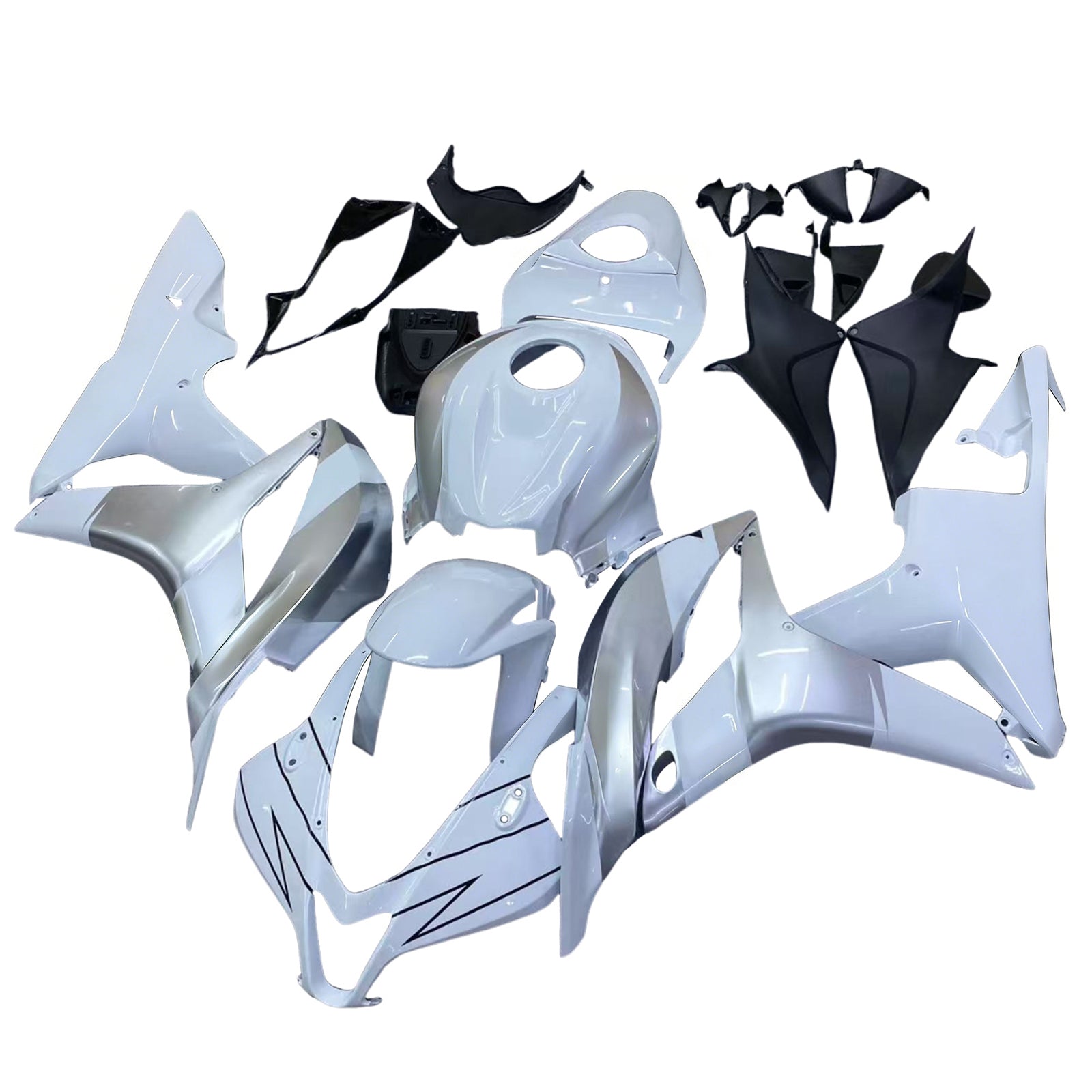 Amotopart 2007-2008 Honda CBR600RR White Silver Fairing Kit