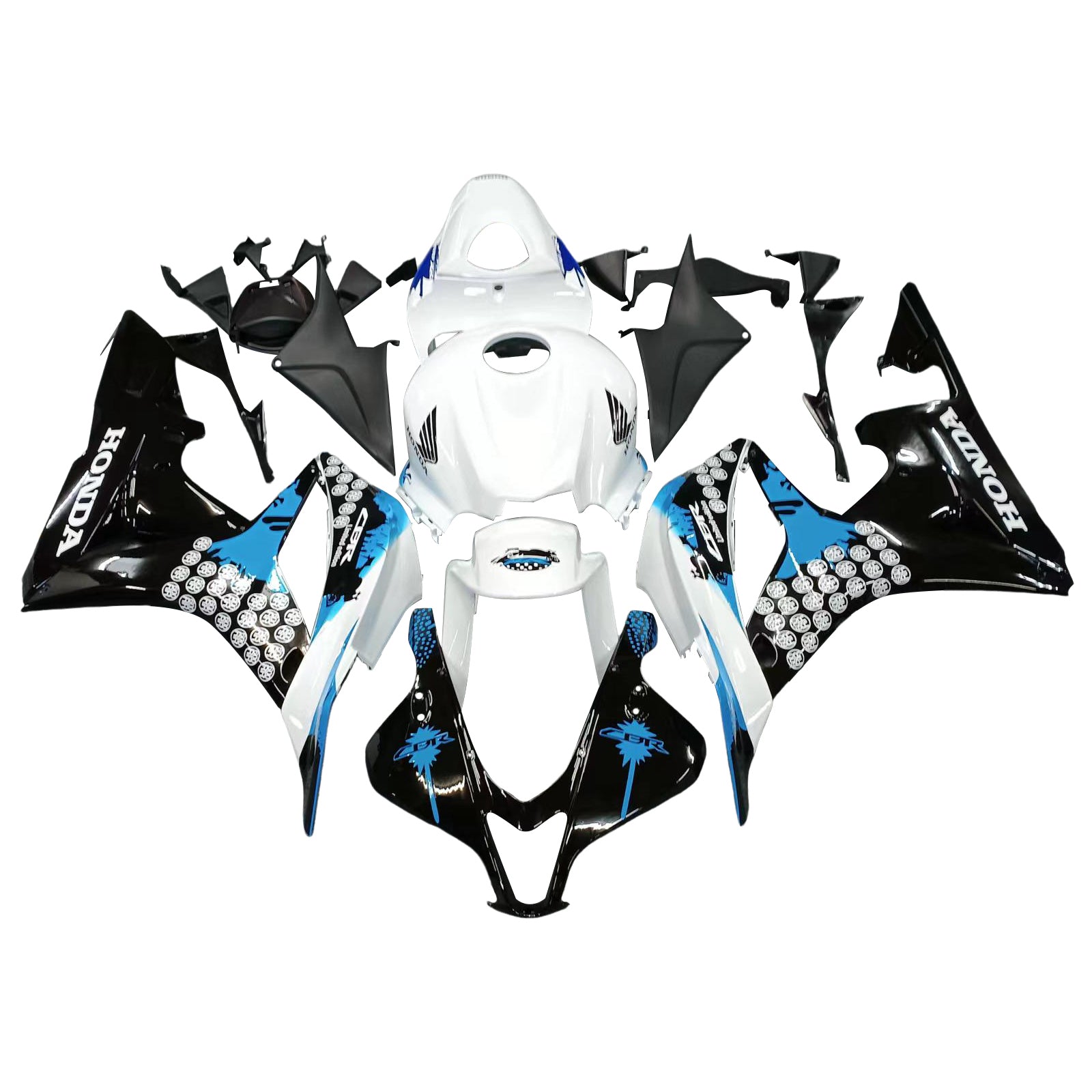 Amotopart 2007-2008 Honda CBR600RR Blue & Black Spot Fairing Kit