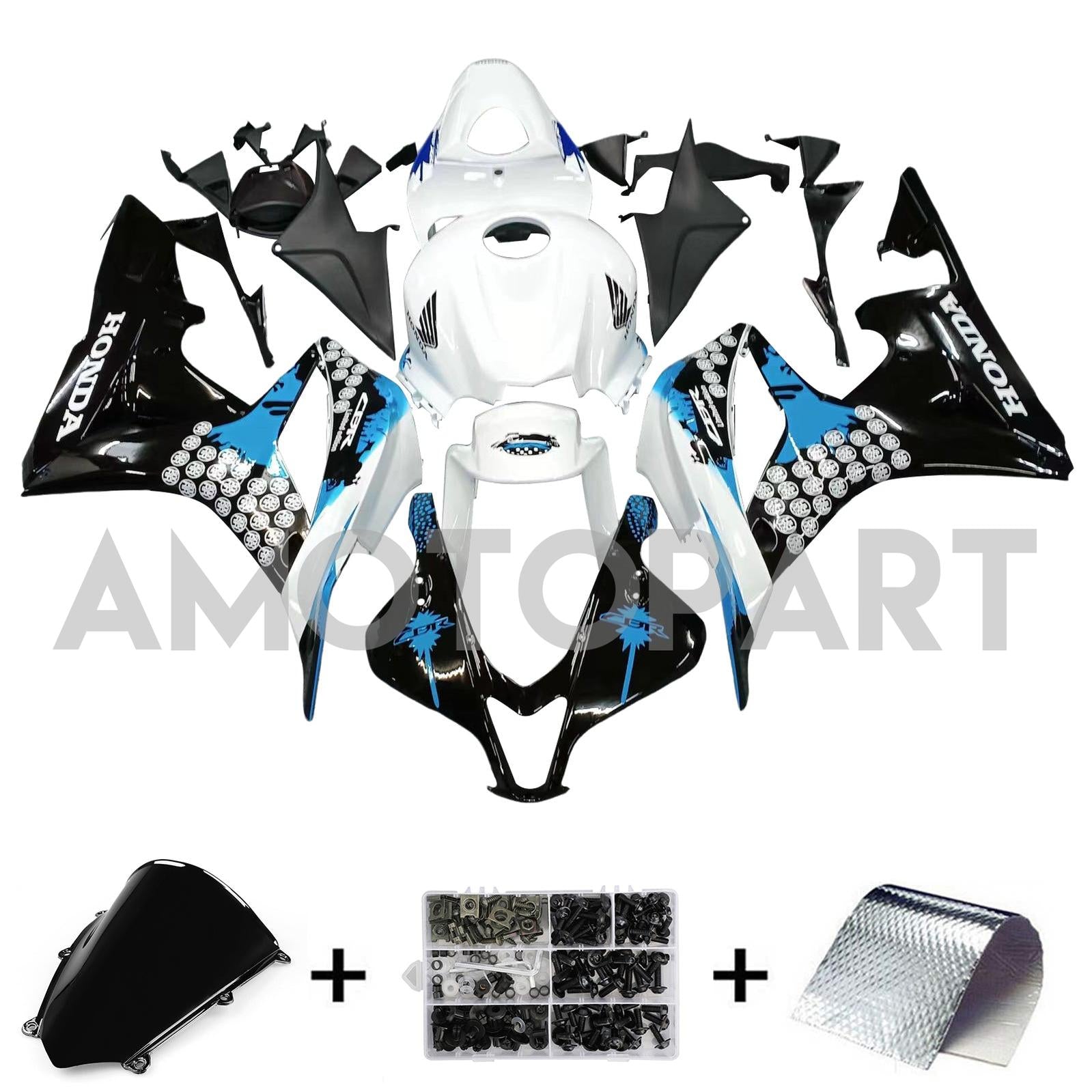 Amotopart 2007-2008 Honda CBR600RR Blue&Black Spot Fairing Kit