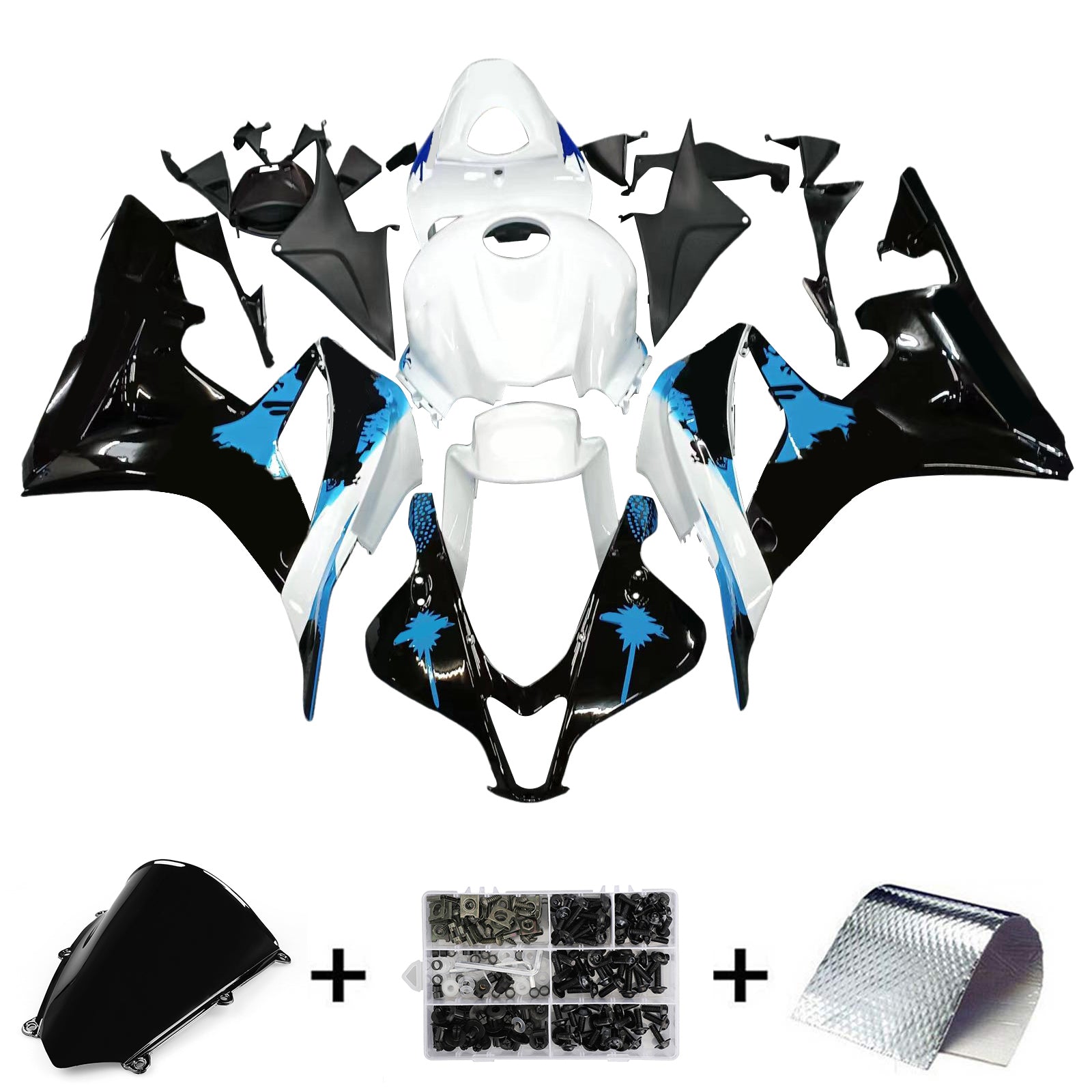 Amotopart 2007-2008 Honda CBR600RR Blue&Black Spot Fairing Kit