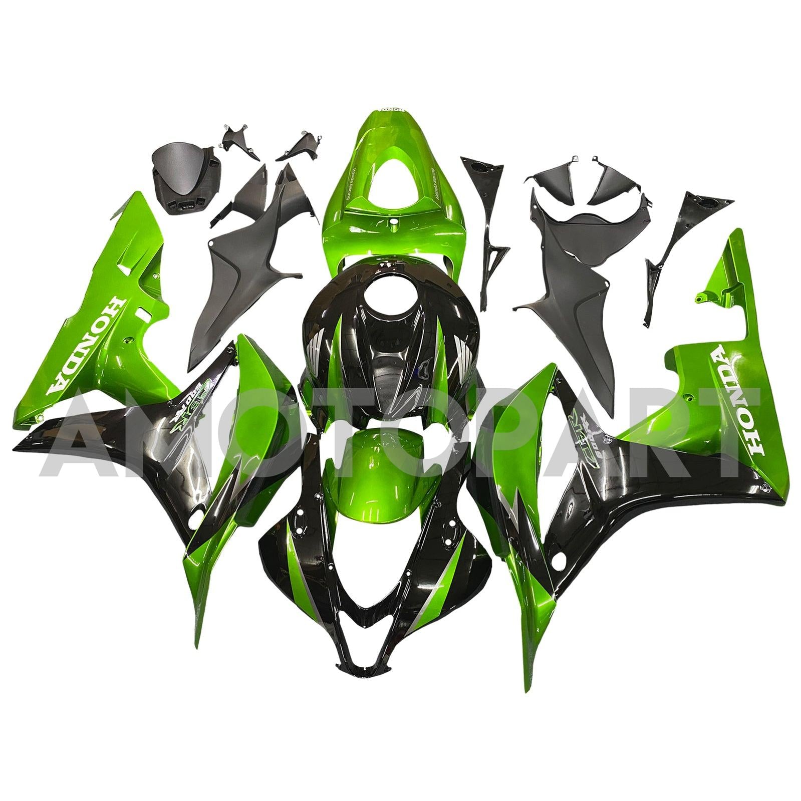 Amotopart 2007-2008 Honda CBR600 Fairing Green & Black Kit