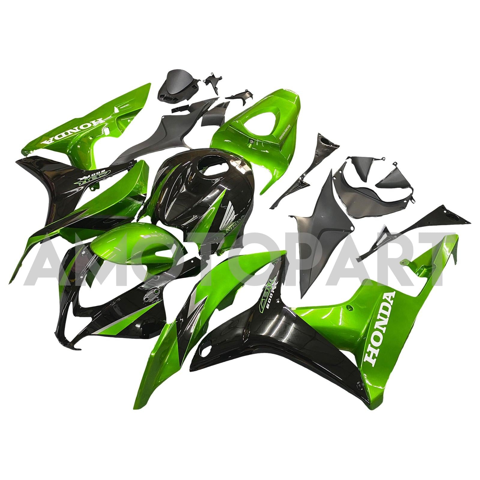 Amotopart 2007-2008 Honda CBR600 Fairing Green & Black Kit