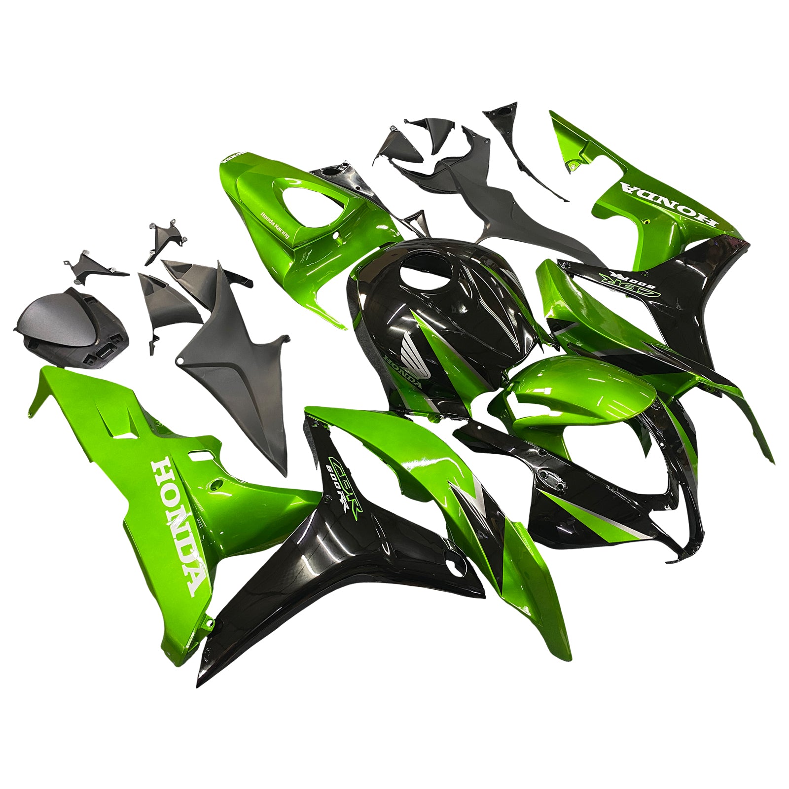 Amotopart 2007-2008 Honda CBR600 KIT de carenado verde y negro