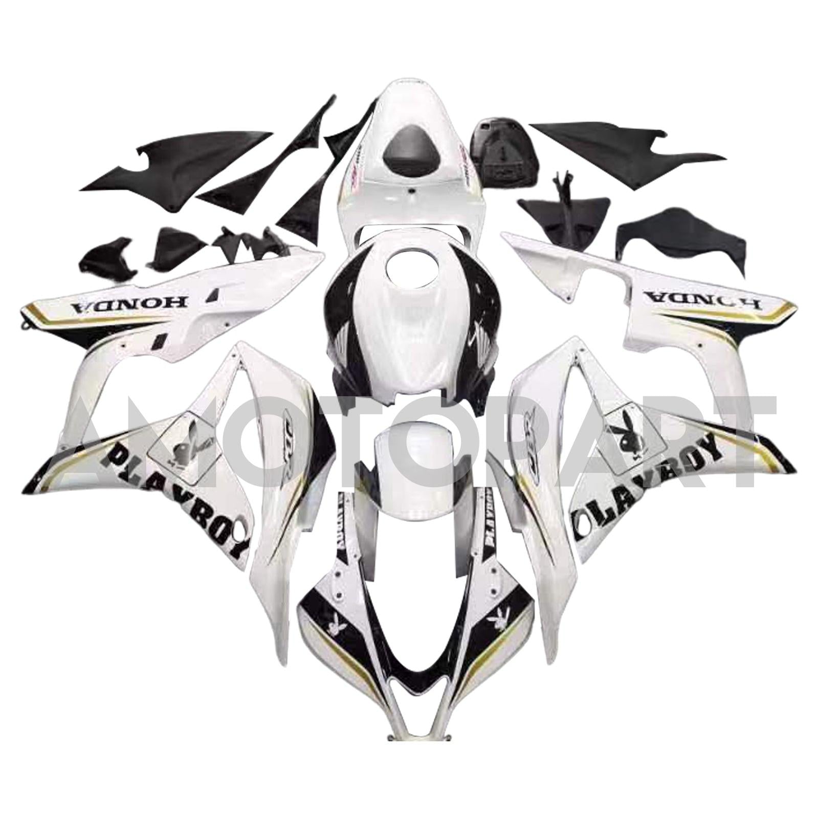 Amotopart 2007-2008 Honda CBR600 Fairing Black & White Playboy Kit
