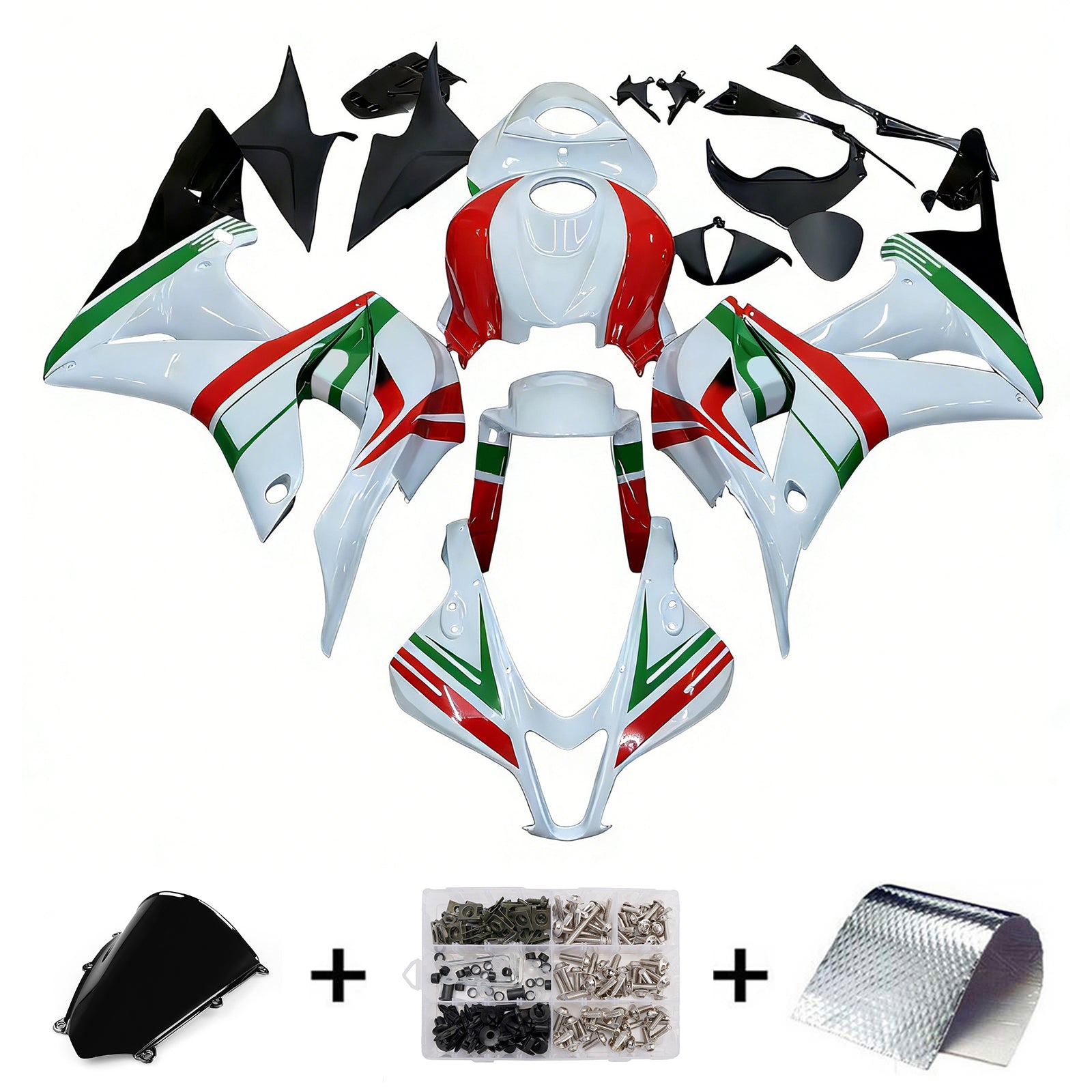 Amotopart 2007-2008 Honda CBR600 Fairing Multi White Kit