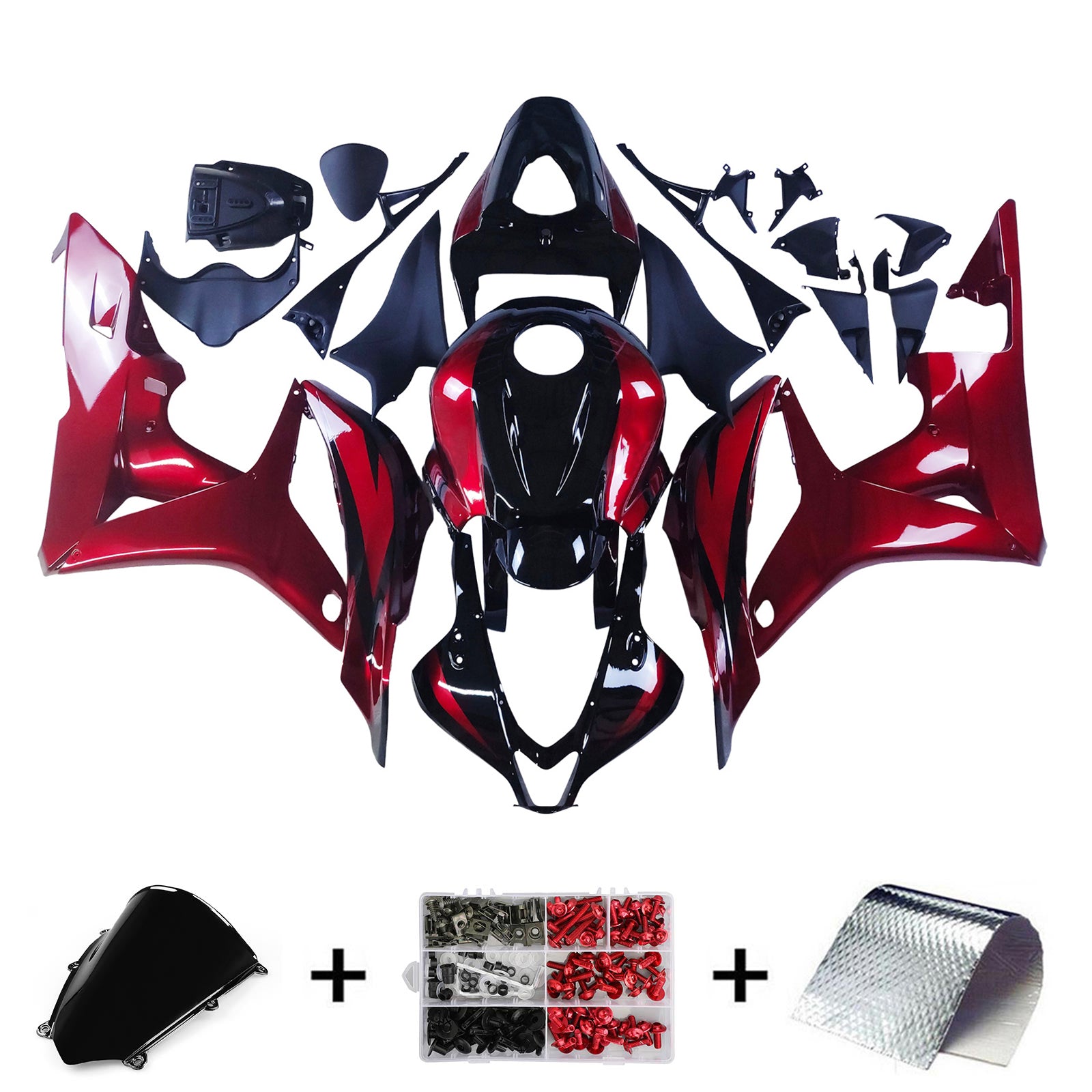 Amotopart 2007-2008 Honda CBR600RR Black Red Fairing Kit